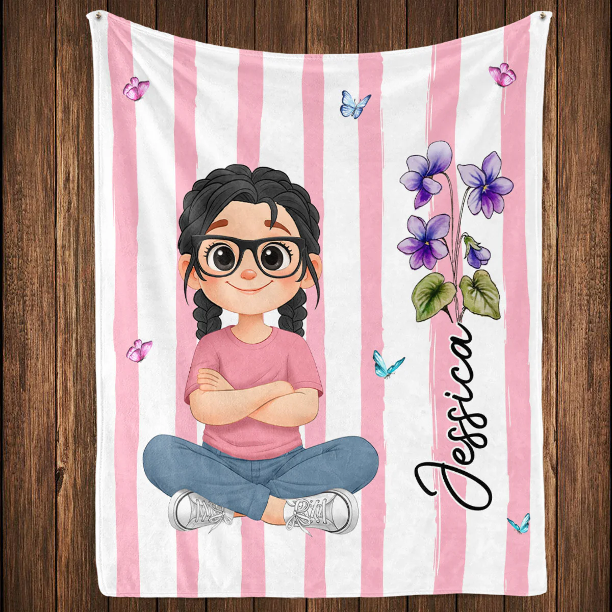 Floral Child - Personalized Custom Fleece Blanket - Image 4