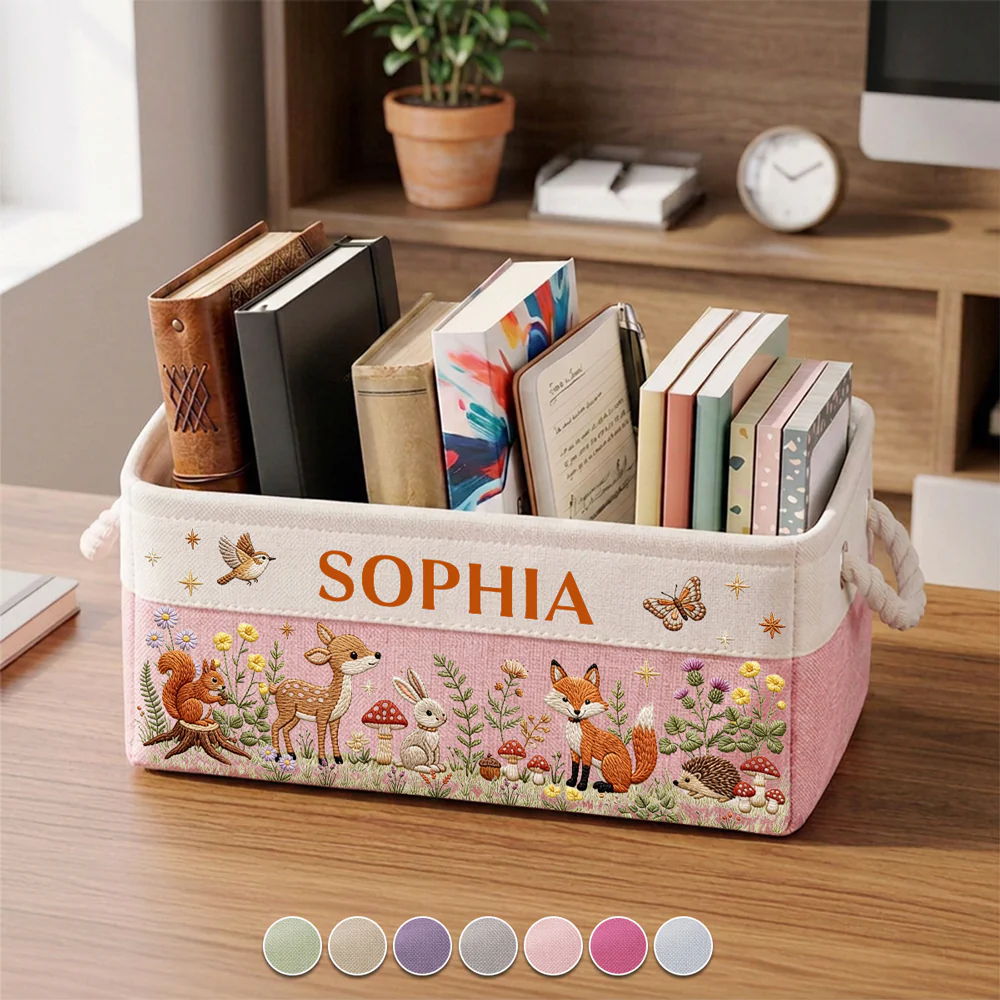 Floral Forest Animals - Personalized Custom Storage Basket