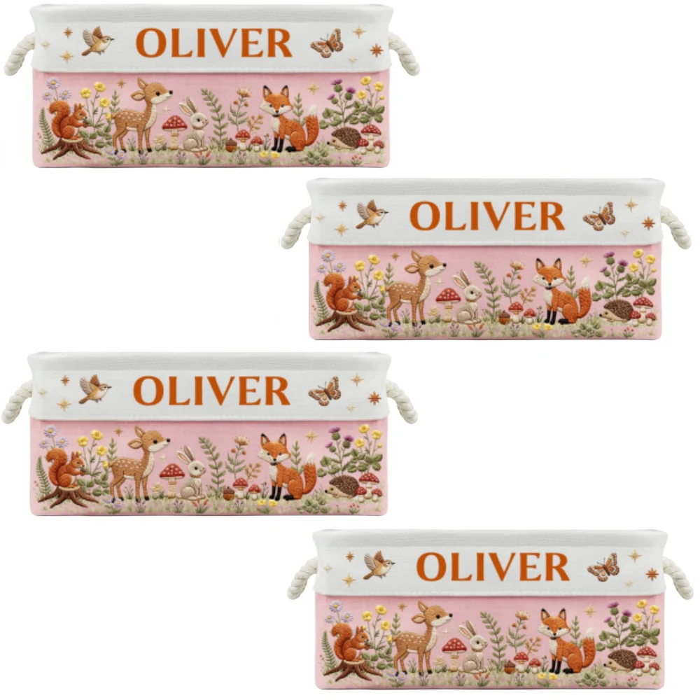 Floral Forest Animals - Personalized Custom Storage Basket - Image 9