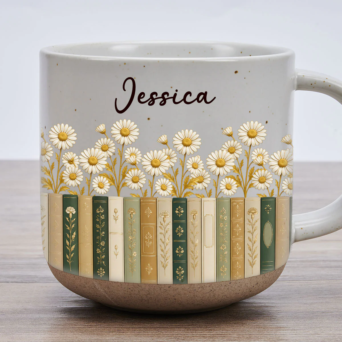 Floral Library - Personalized Custom Pottery Mug - Image 3