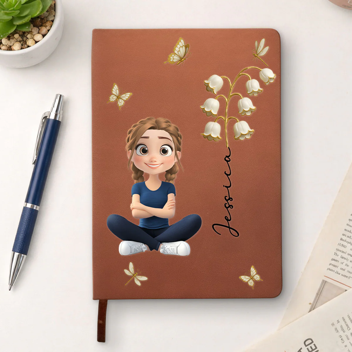 Floral Soul - Personalized Custom Leather Journal - Image 4
