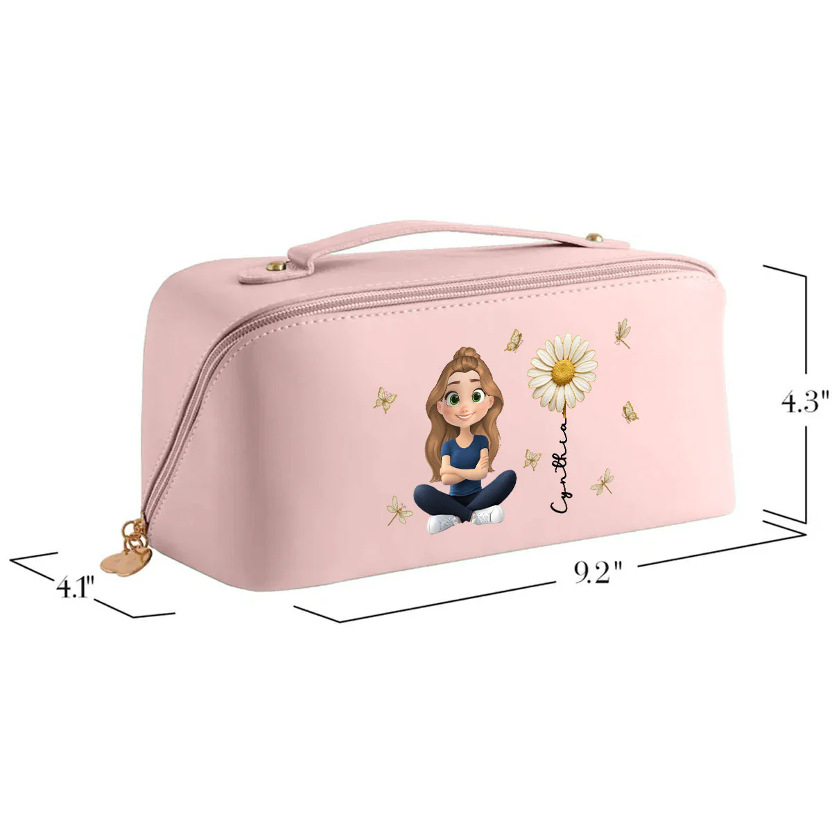 Floral Soul - Personalized Custom Leather Makeup Bag - Image 2