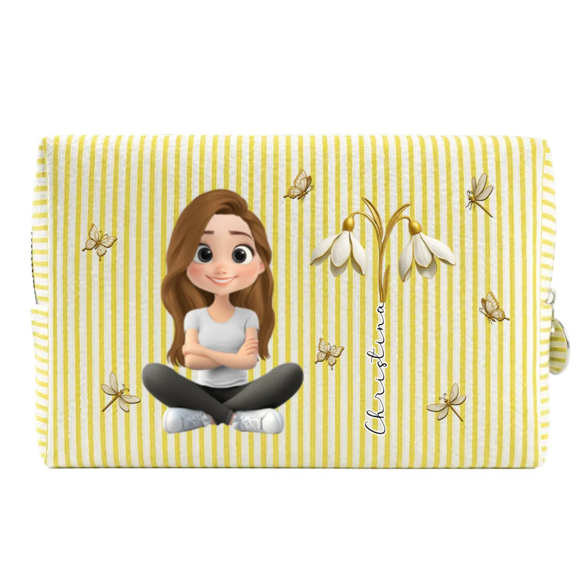 Floral Soul - Personalized Custom Seersucker Print Makeup Bag - Image 10