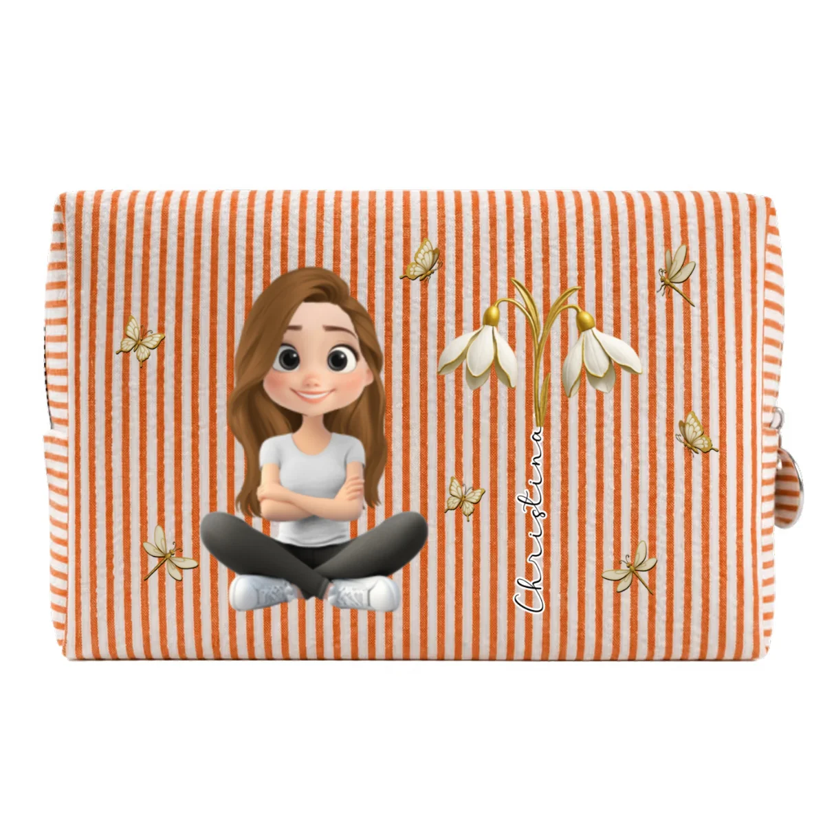 Floral Soul - Personalized Custom Seersucker Print Makeup Bag - Image 15