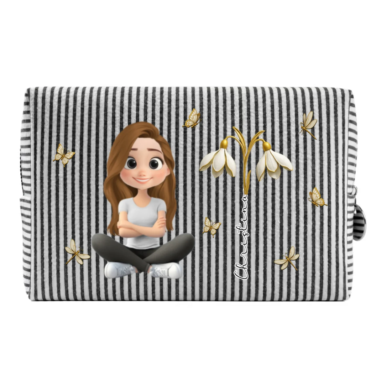 Floral Soul - Personalized Custom Seersucker Print Makeup Bag - Image 16