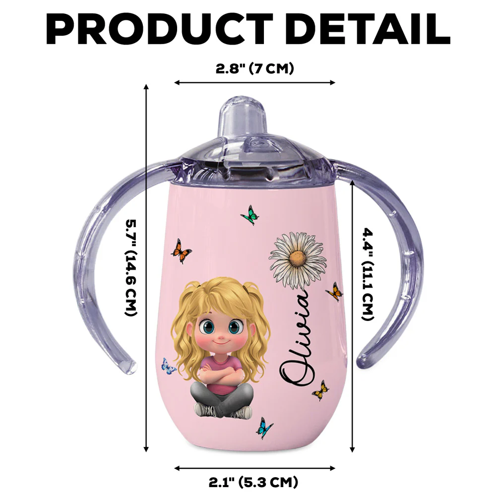 Floral Soul - Personalized Custom Sippy Cup With Handles - Image 7