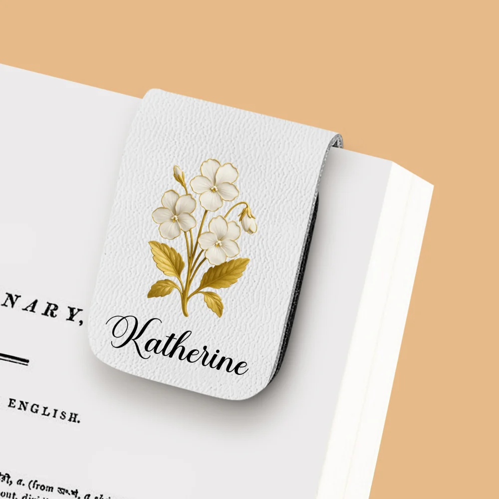 Flower Of The Month - Personalized Custom Leather Bookmark - Image 11