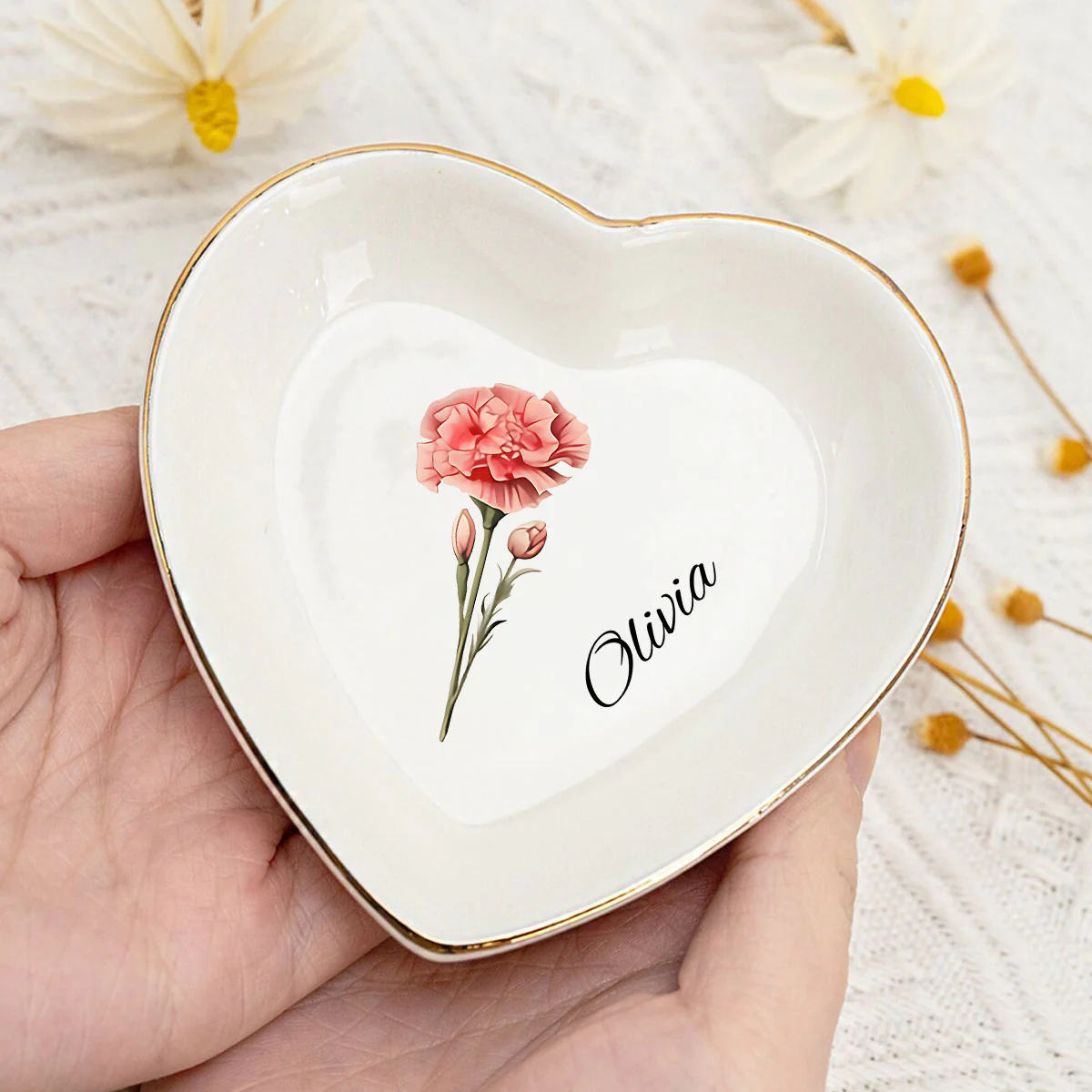 Flowers Are Loves Truest Language - Personalized Custom Jewelry Dish - Image 3
