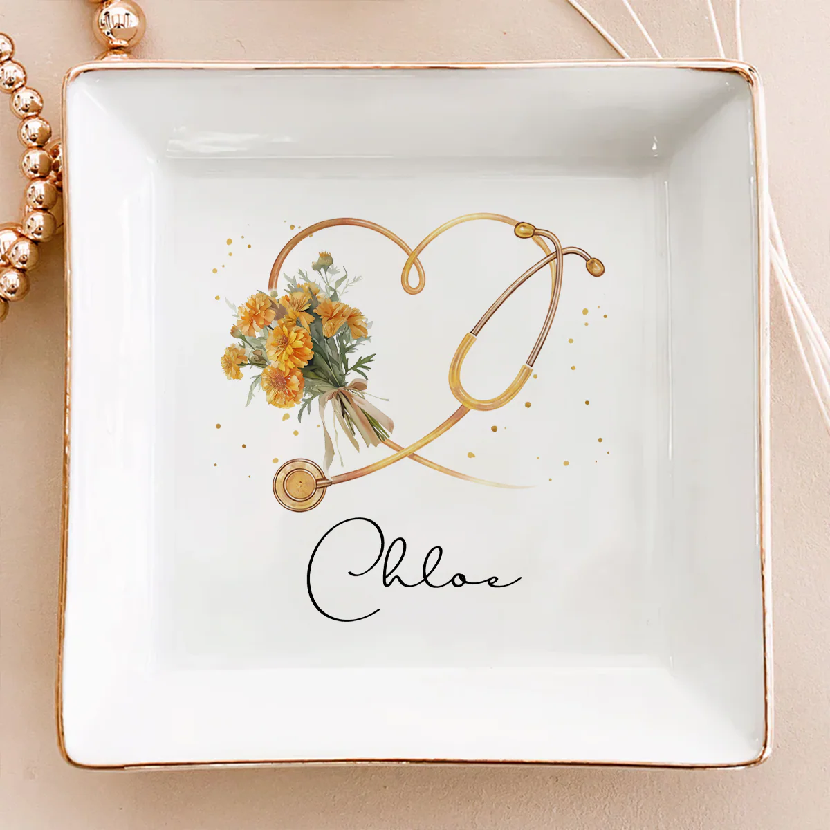 Flowers Bloom Under Caring Eyes - Personalized Custom Jewelry Dish