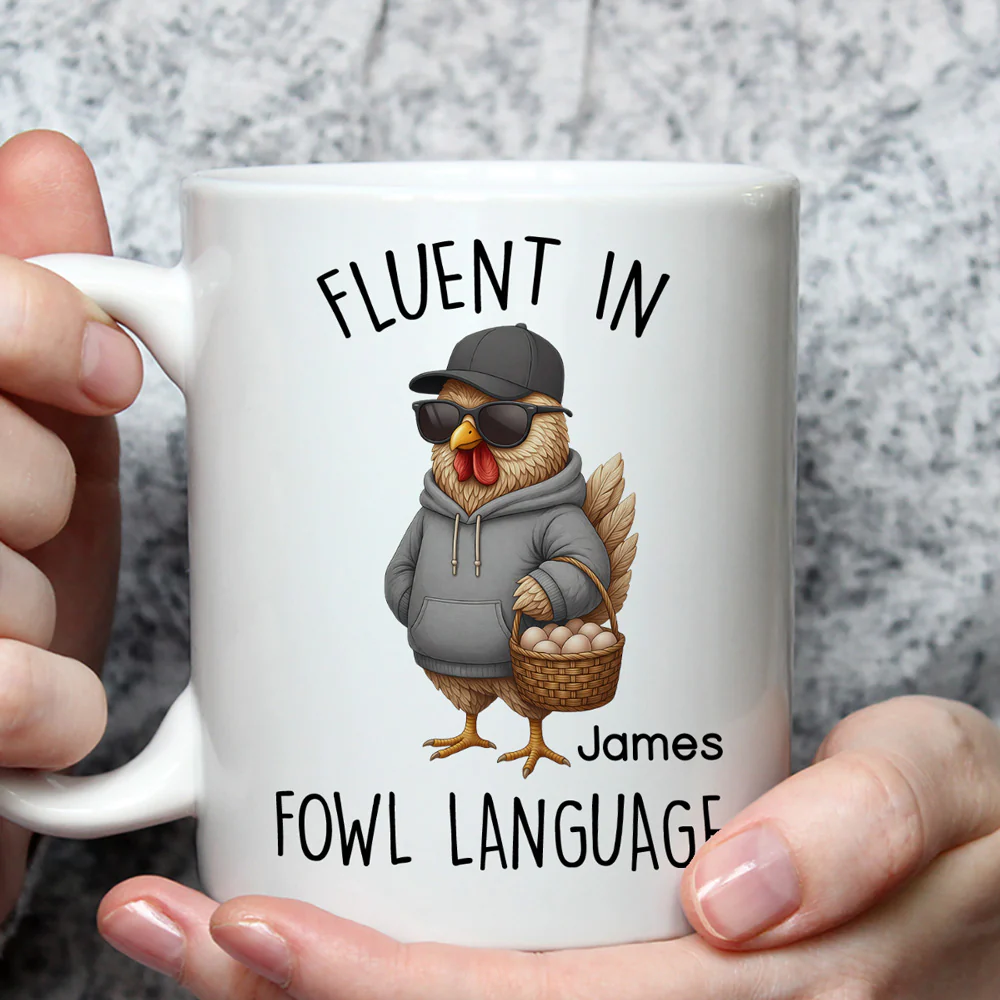 Fluent In Fowl Talk - Personalized Custom Coffee Mug - Image 3
