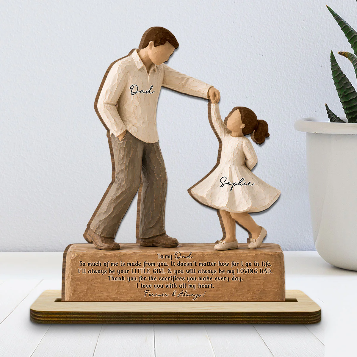 Forever And Always Your Little Girl - Personalized Custom 2-Layer Wood Plaque With Flat Base - Image 2