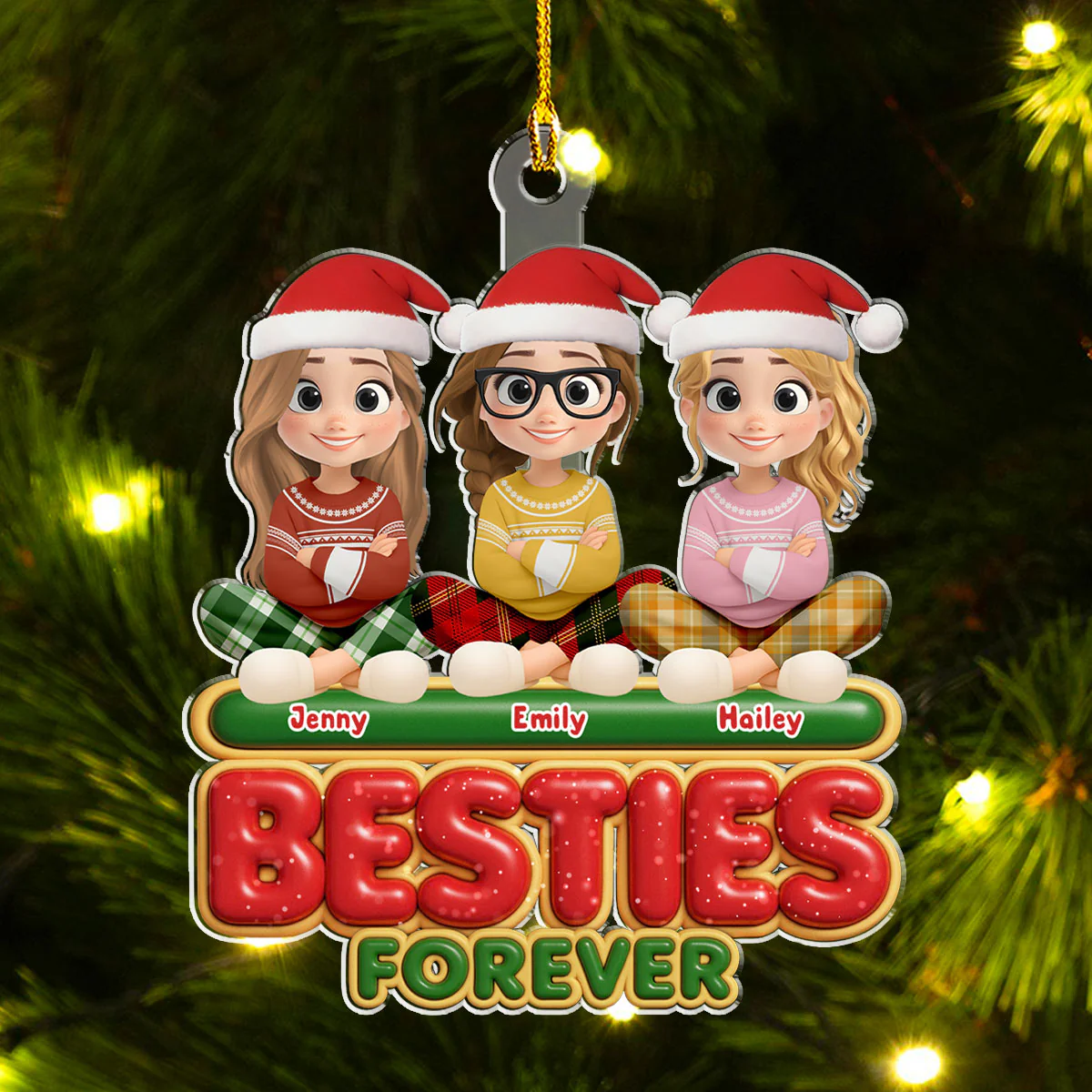 Forever Besties Sisters - Personalized Custom Acrylic Ornament - Image 2