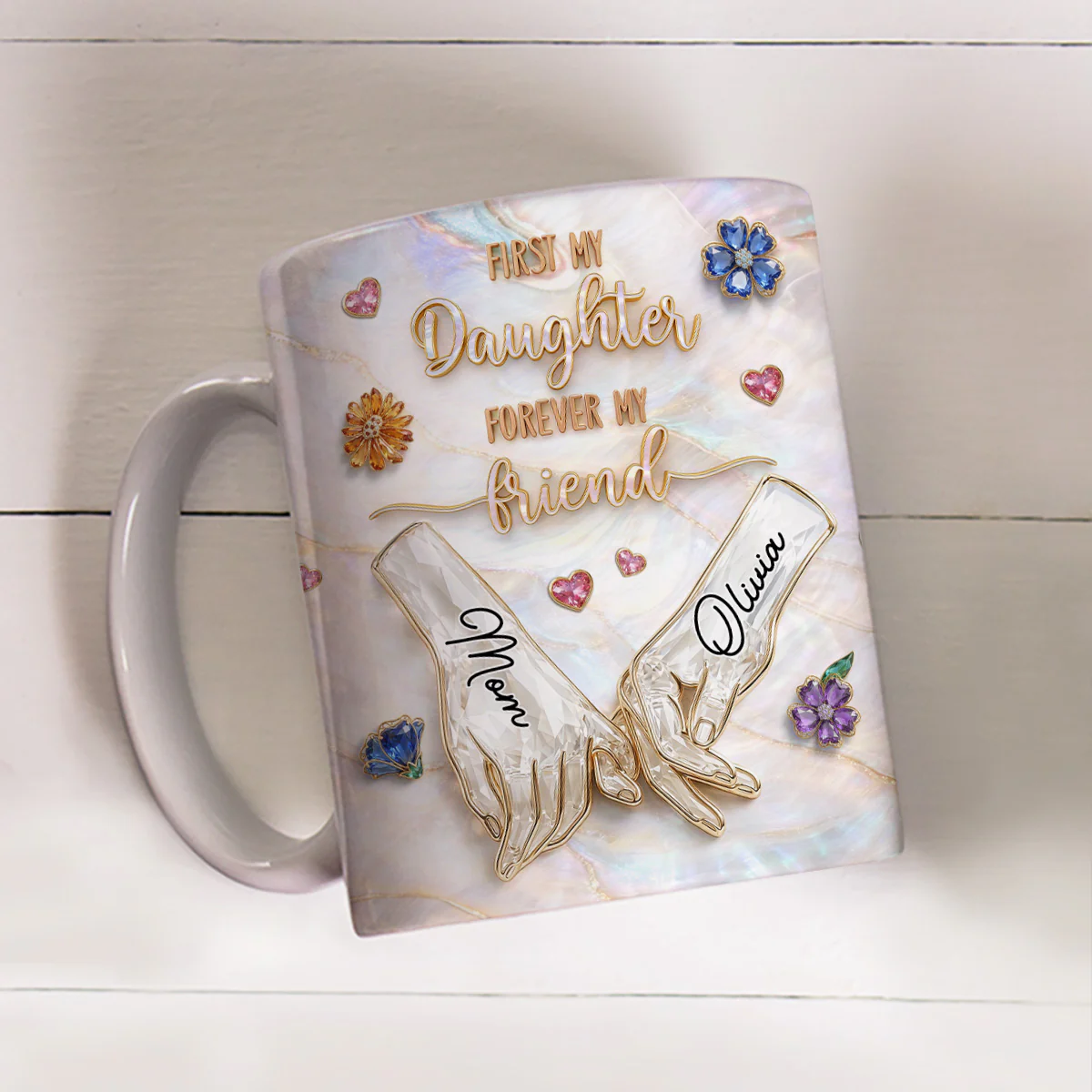 Forever Daughter Forever Friend - Personalized Custom 3D Inflated Effect Mug - Image 2