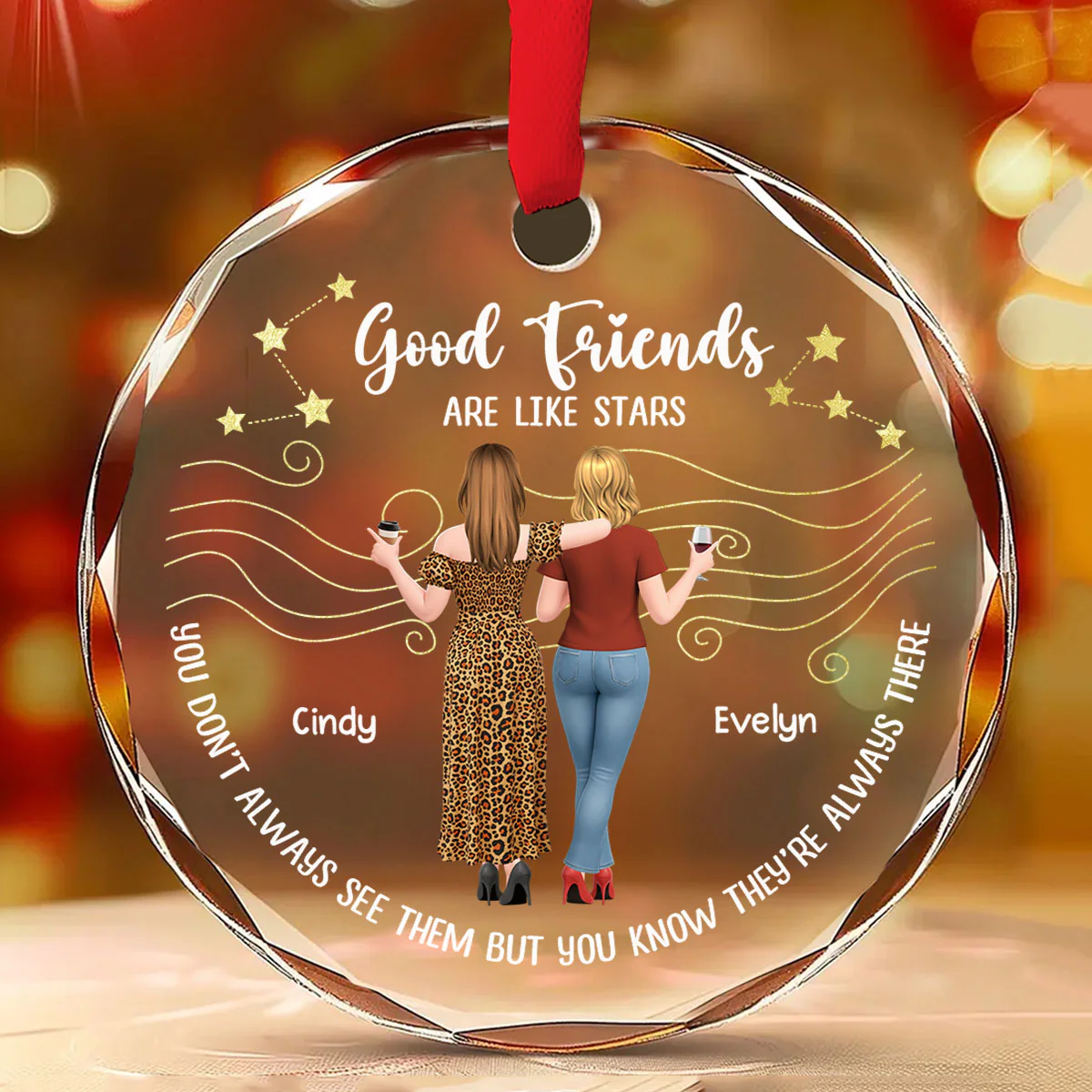 Forever Friends Star - Personalized Custom Glass Ornament - Image 2