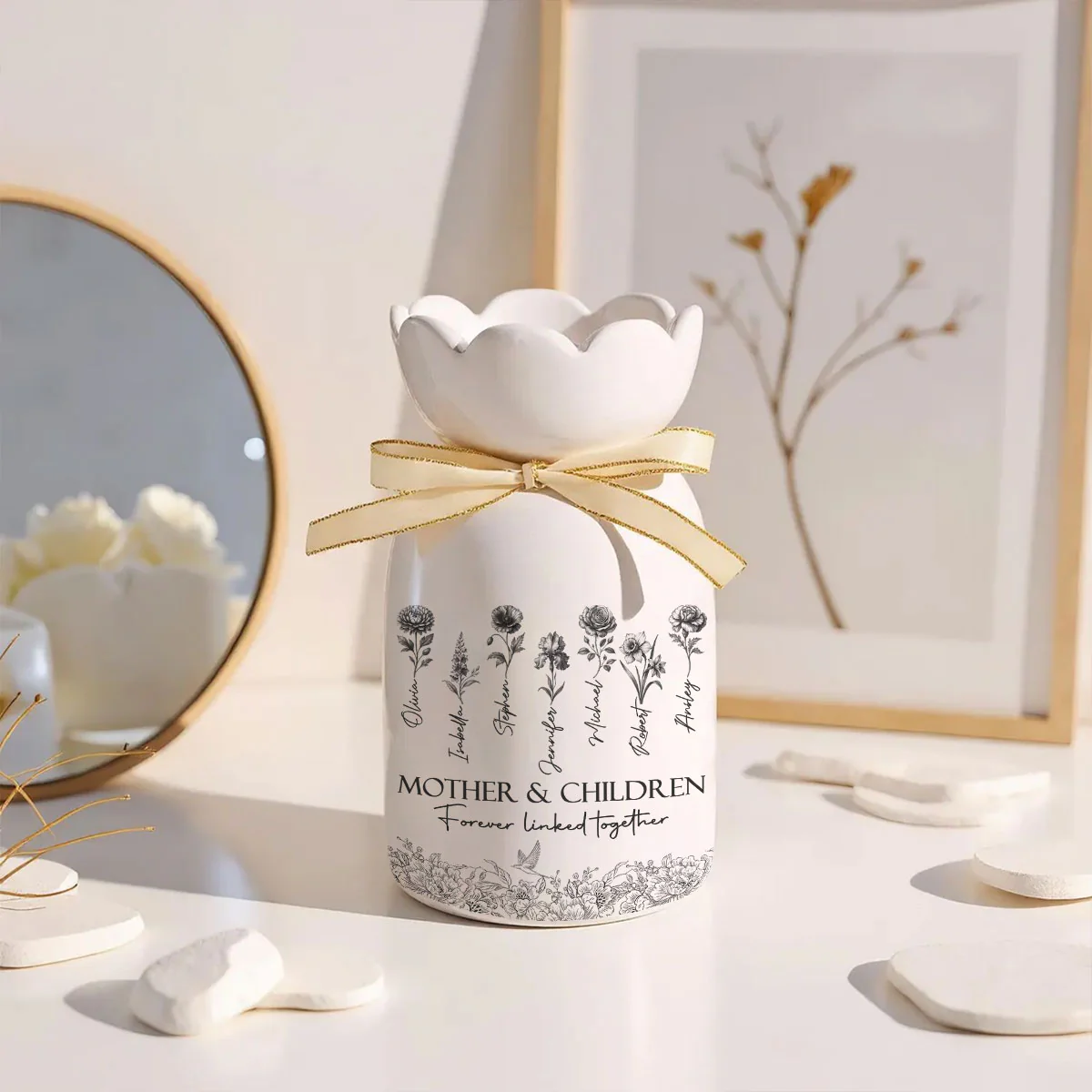 Forever Linked Together - Personalized Custom Ribbon Tie Flower Vase - Image 3