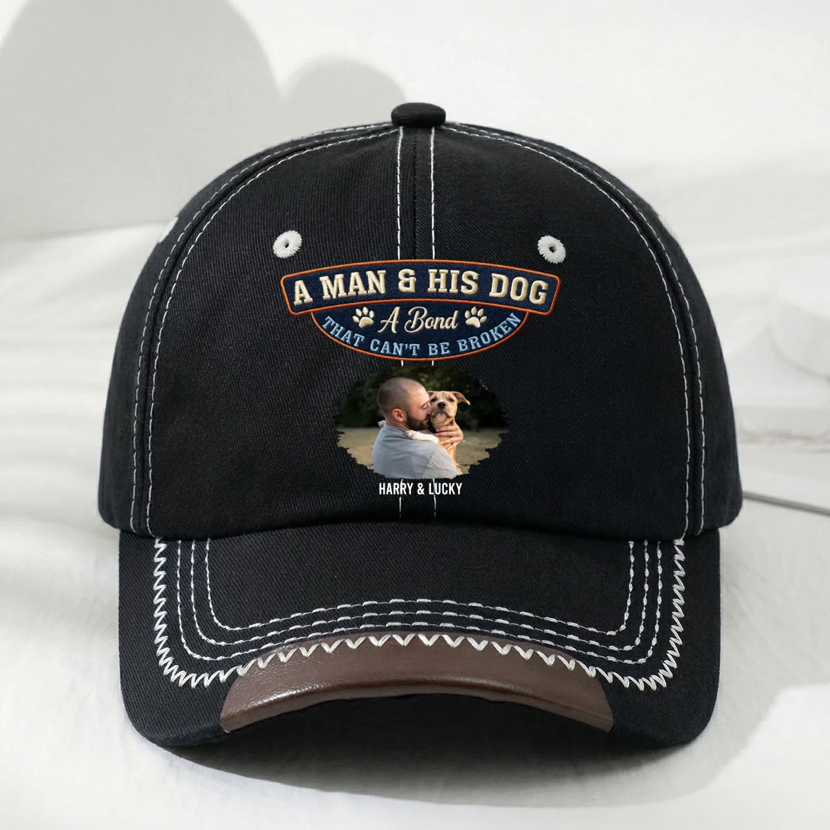 Forever My Dog Photo - Personalized Custom Vintage Soft Baseball Cap - Image 3