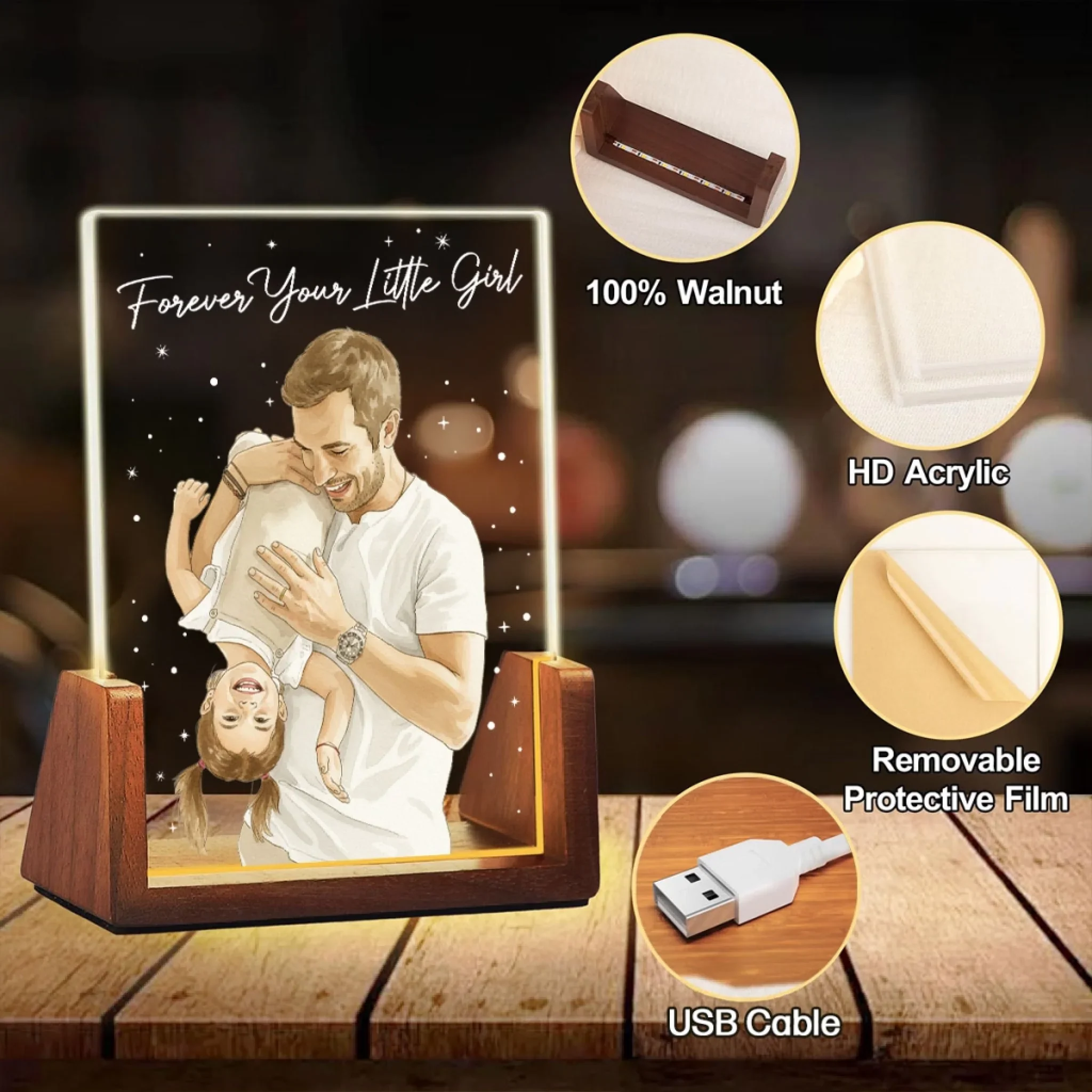 Forever Your Little Girl - Personalized Custom Night Light - Image 2