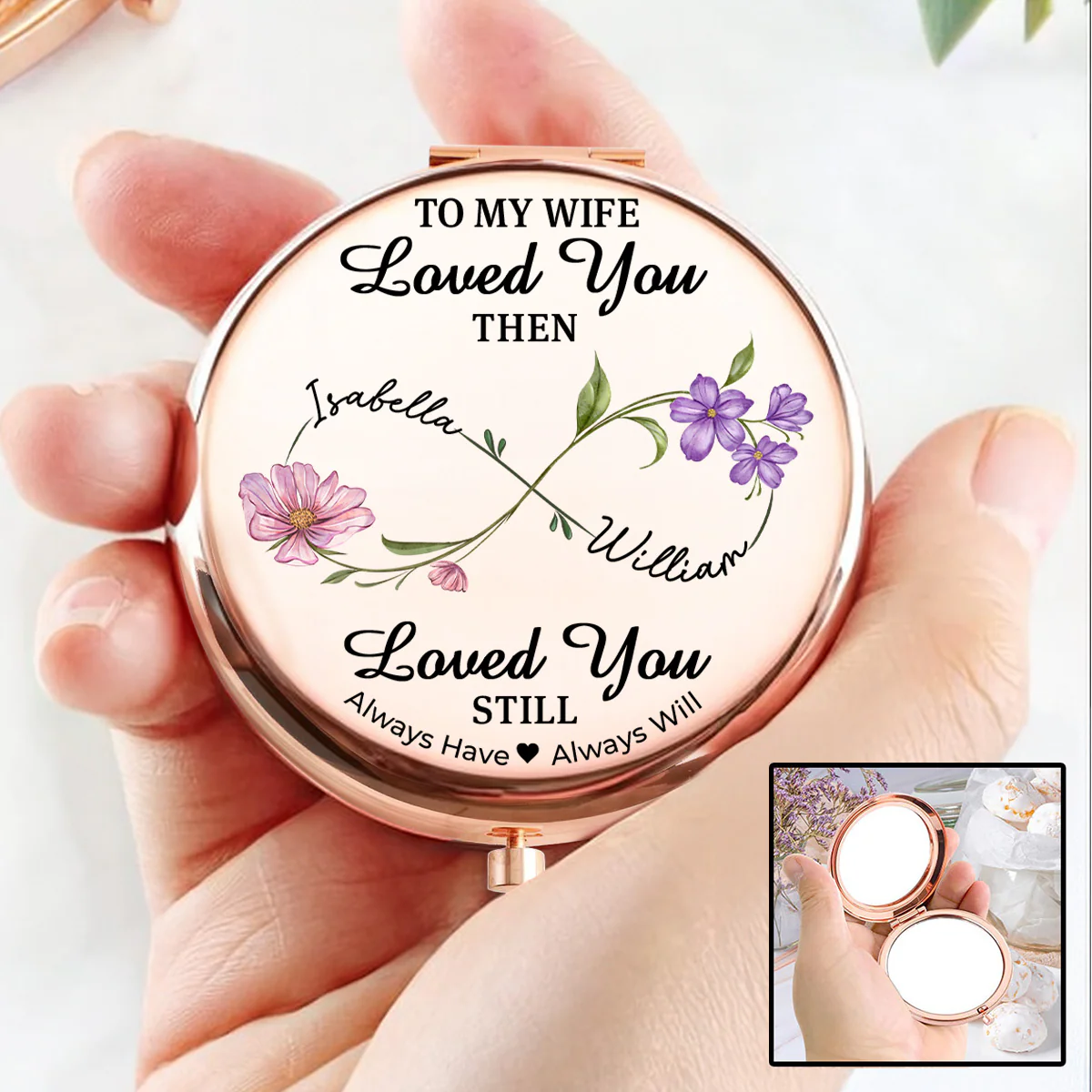Forever Yours My Love - Personalized Custom Compact Mirror