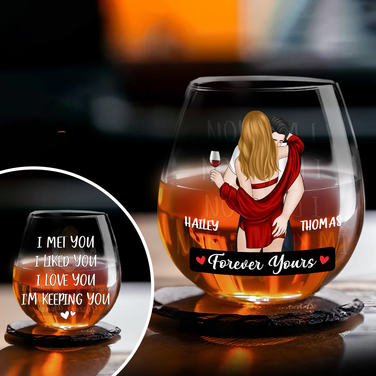 Forever Yours - Personalized Custom Wine Glass - Image 4