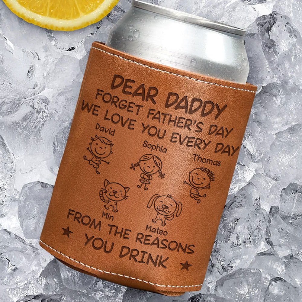 Forget Fathers Day - Personalized Custom Engraved Leather Can Cooler Holder - Image 3