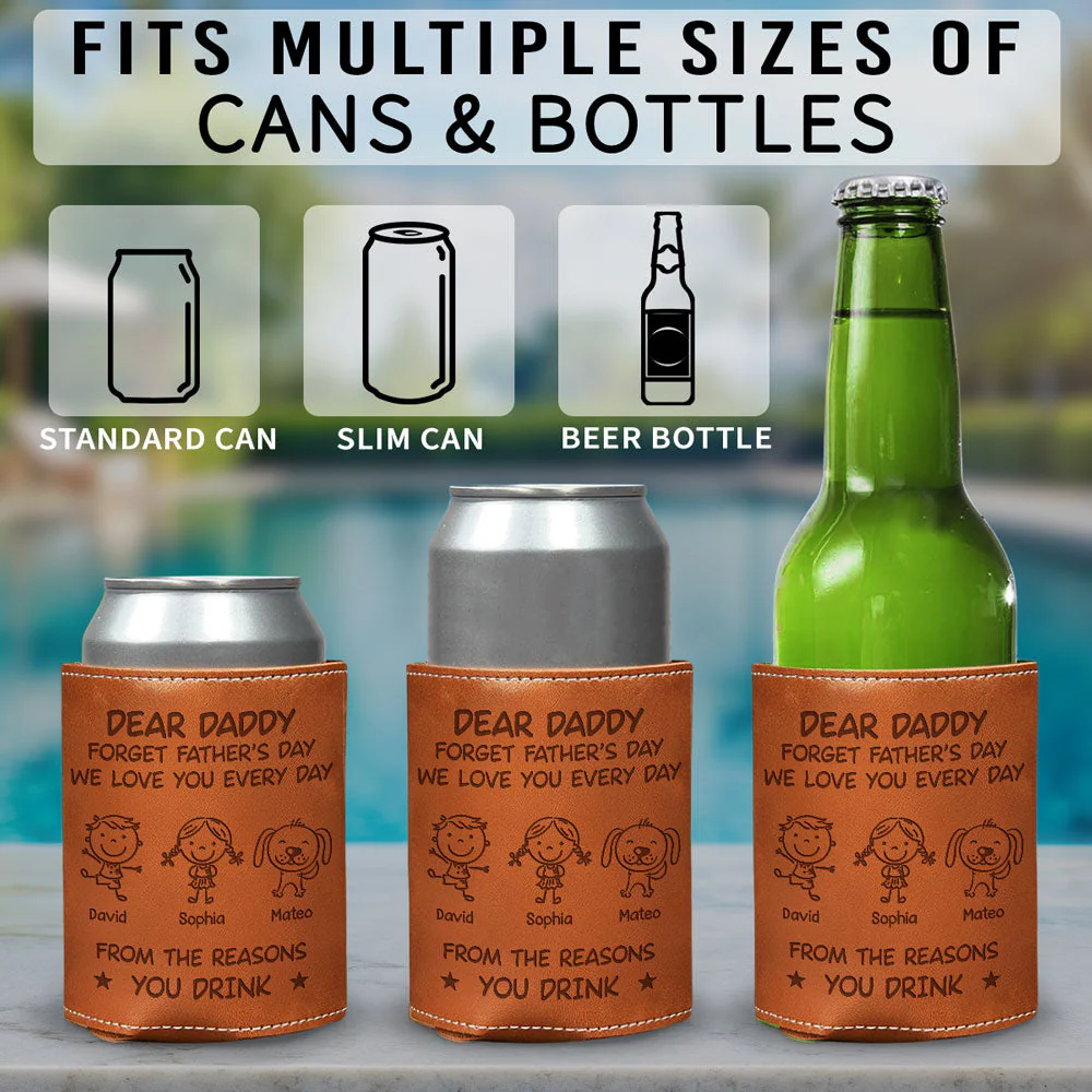 Forget Fathers Day - Personalized Custom Engraved Leather Can Cooler Holder - Image 5