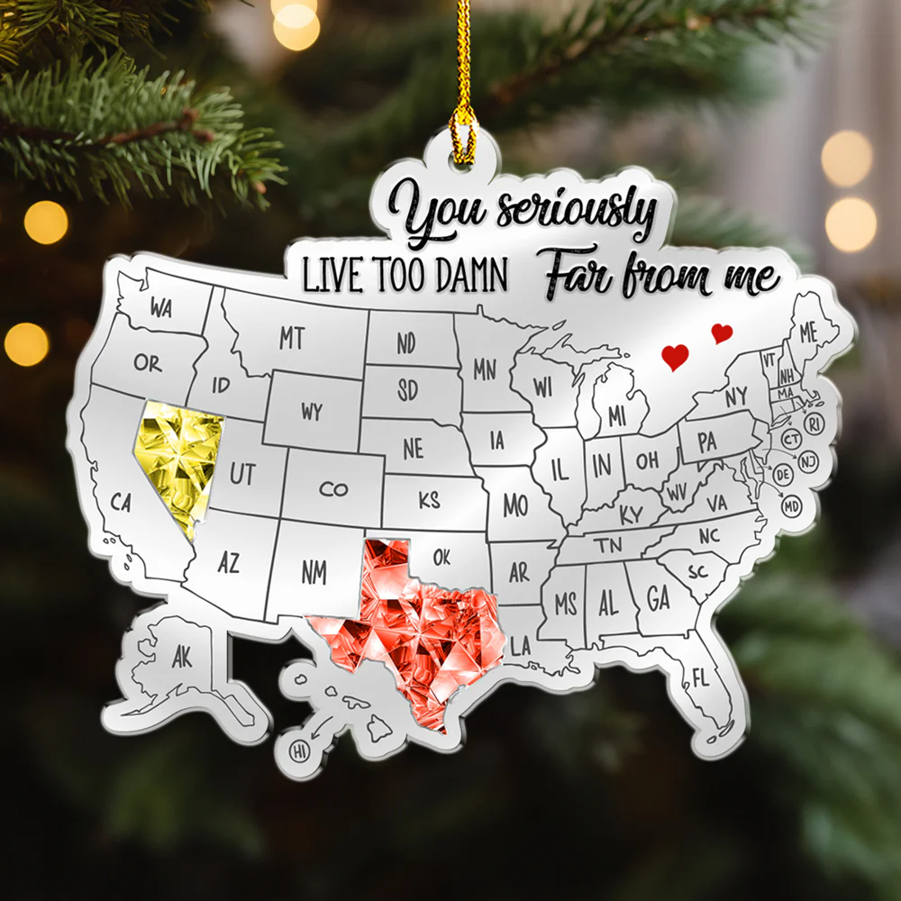 Friends Across The Miles Crytal Style - Personalized Custom Acrylic Ornament