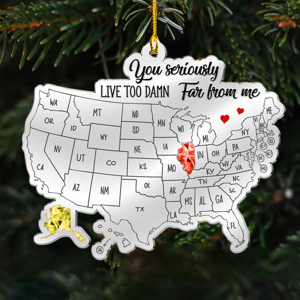Friends Across The Miles Crytal Style - Personalized Custom Acrylic Ornament - Image 3