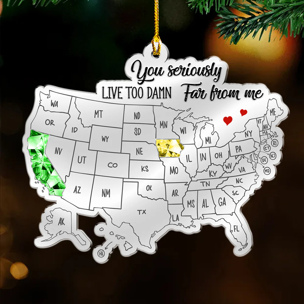 Friends Across The Miles Crytal Style - Personalized Custom Acrylic Ornament - Image 4
