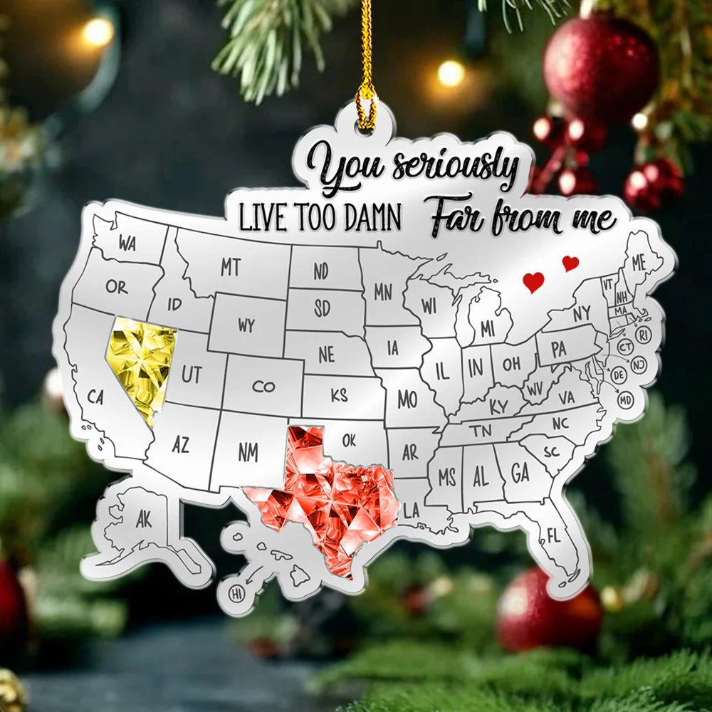 Friends Across The Miles Crytal Style - Personalized Custom Acrylic Ornament - Image 5
