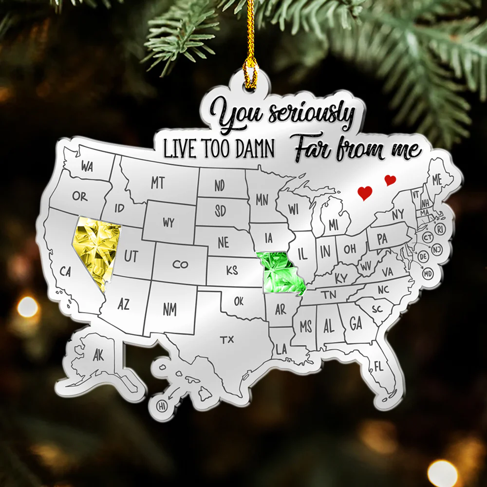Friends Across The Miles Crytal Style - Personalized Custom Acrylic Ornament - Image 6