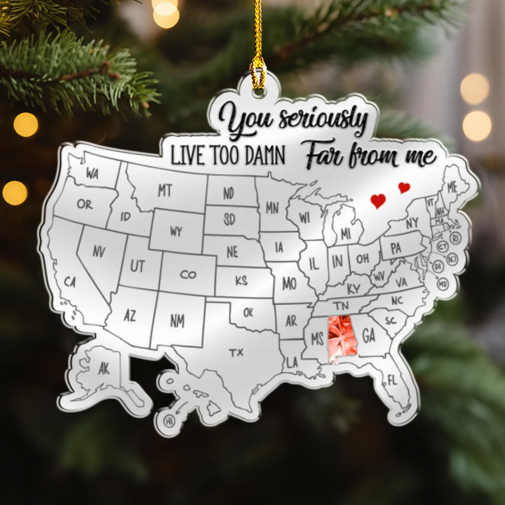 Friends Across The Miles Crytal Style - Personalized Custom Acrylic Ornament - Image 8