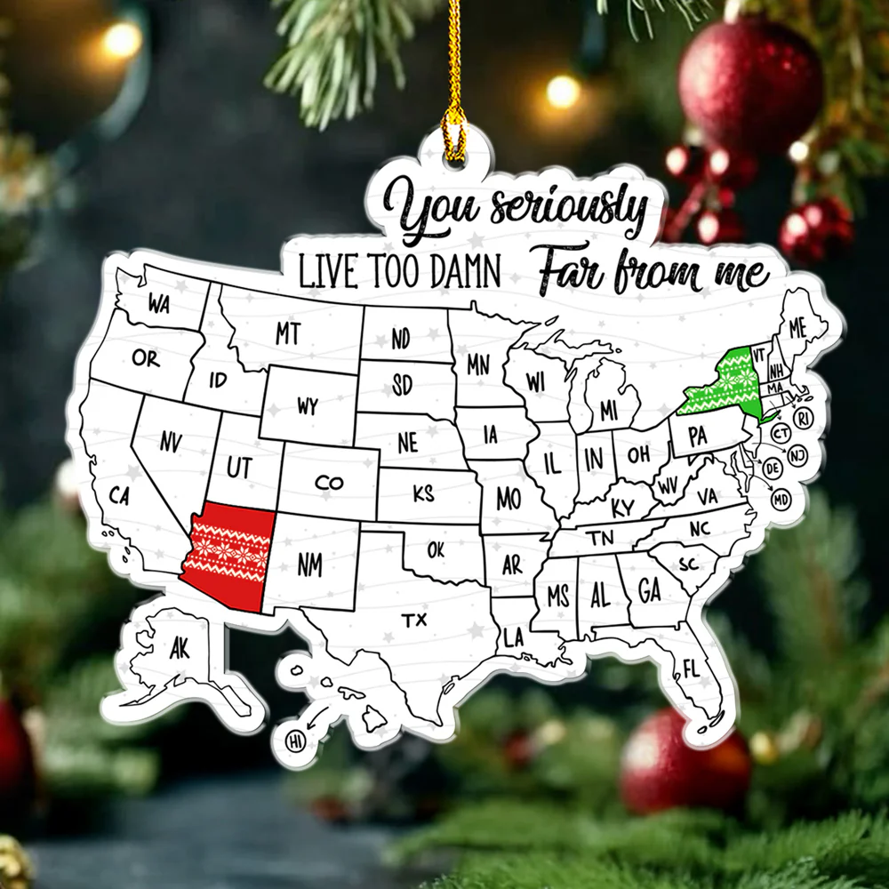 Friends Across The Miles Wool Style - Personalized Custom Acrylic Ornament - Image 3