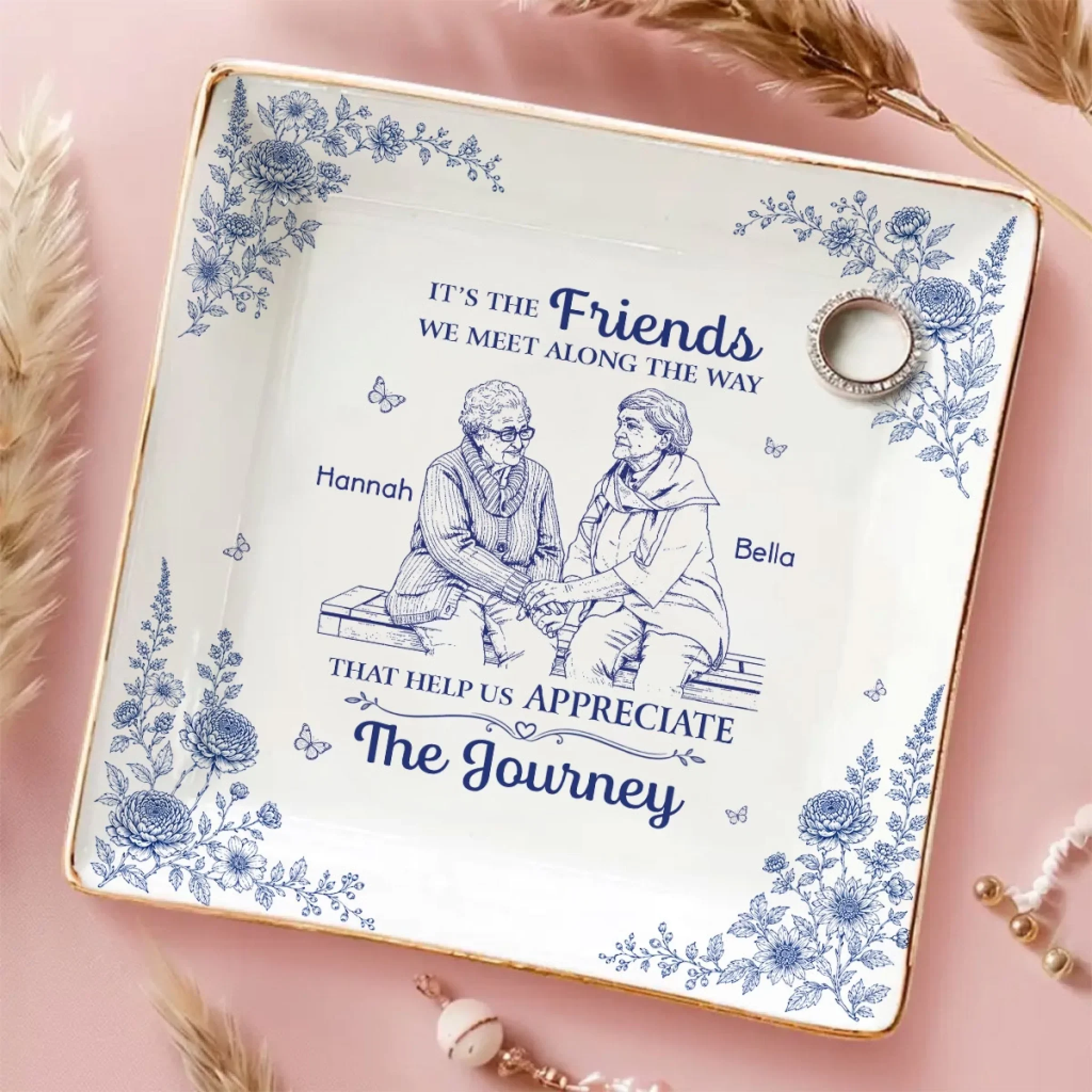 Friends Are Family We Choose - Personalized Custom Jewelry Dish - Image 2