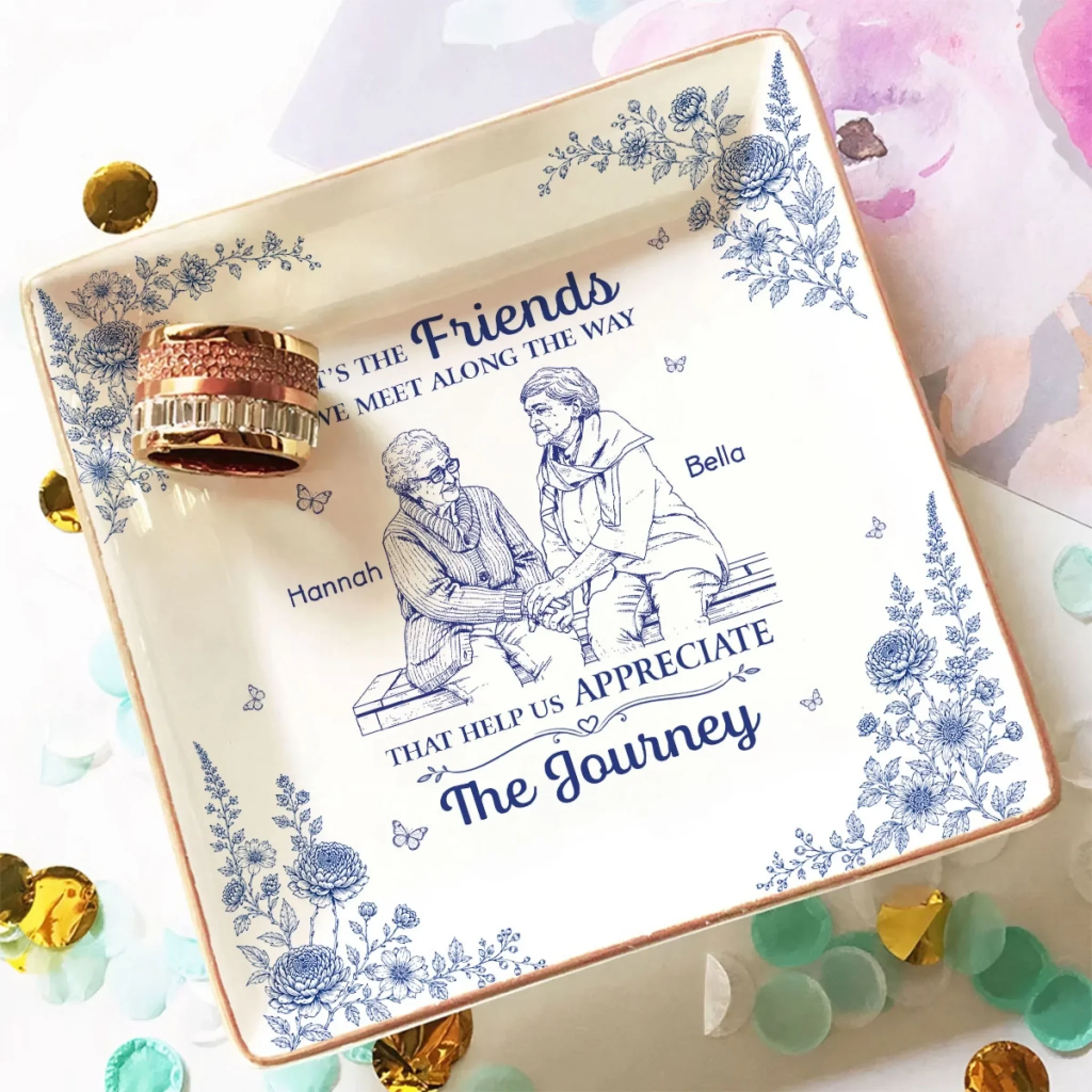 Friends Are Family We Choose - Personalized Custom Jewelry Dish - Image 4