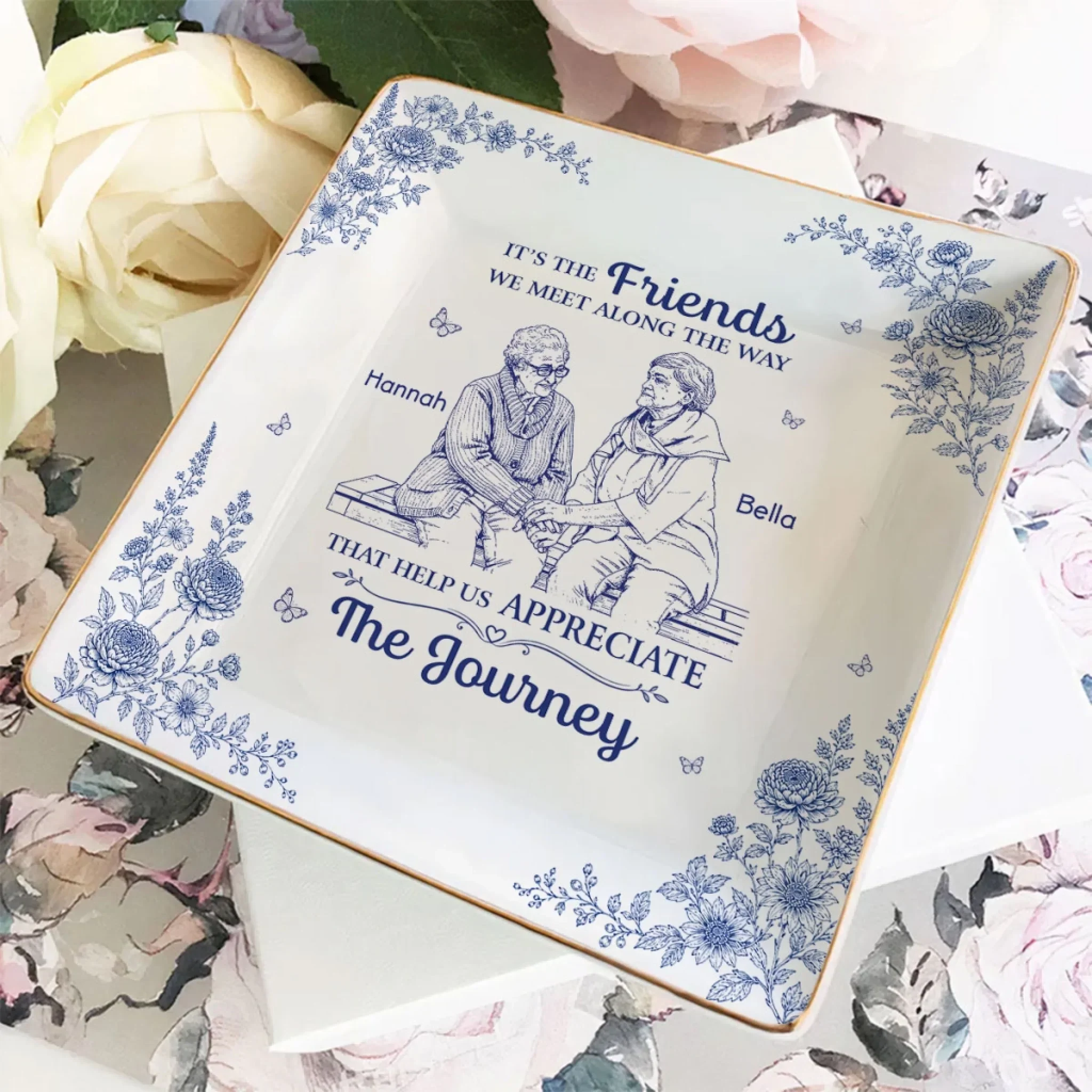 Friends Are Family We Choose - Personalized Custom Jewelry Dish - Image 5