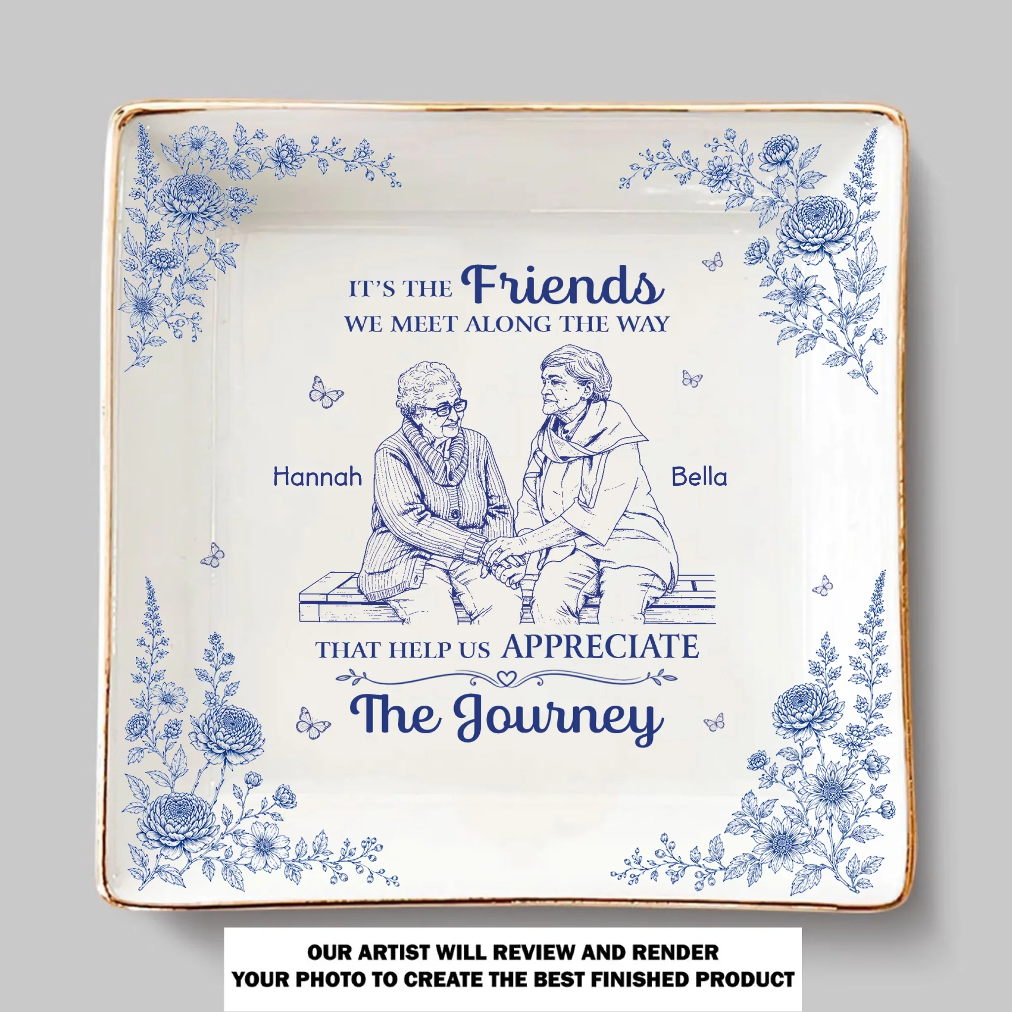 Friends Are Family We Choose - Personalized Custom Jewelry Dish - Image 7