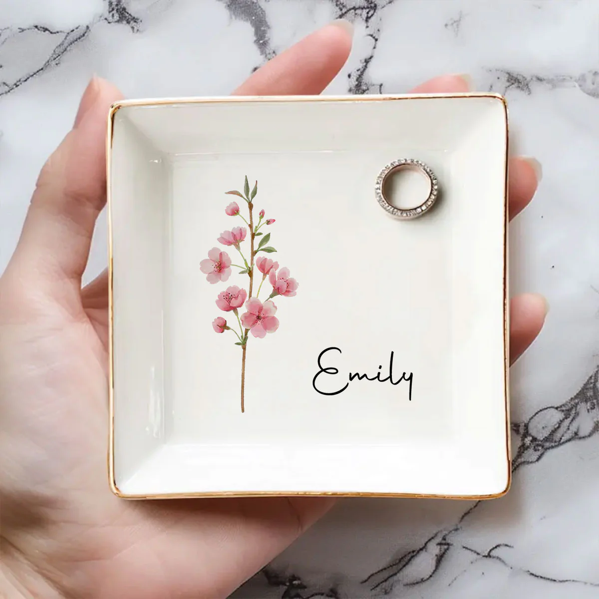 Friends Are Flowers That Never Fade - Personalized Custom Jewelry Dish - Image 4