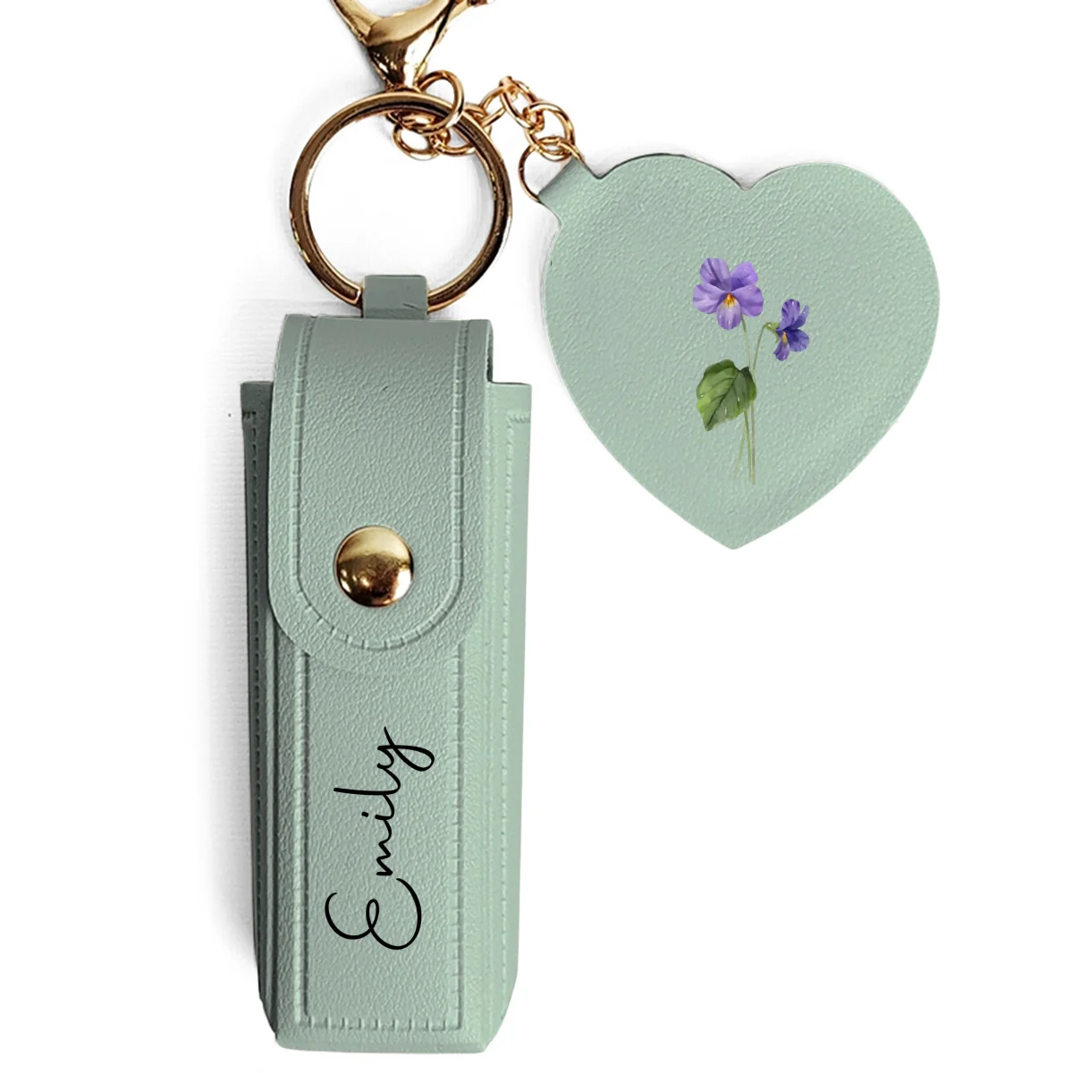 Friends Are Flowers That Never Fade - Personalized Custom Leather Lipstick Case Keychain With Mirror - Image 11