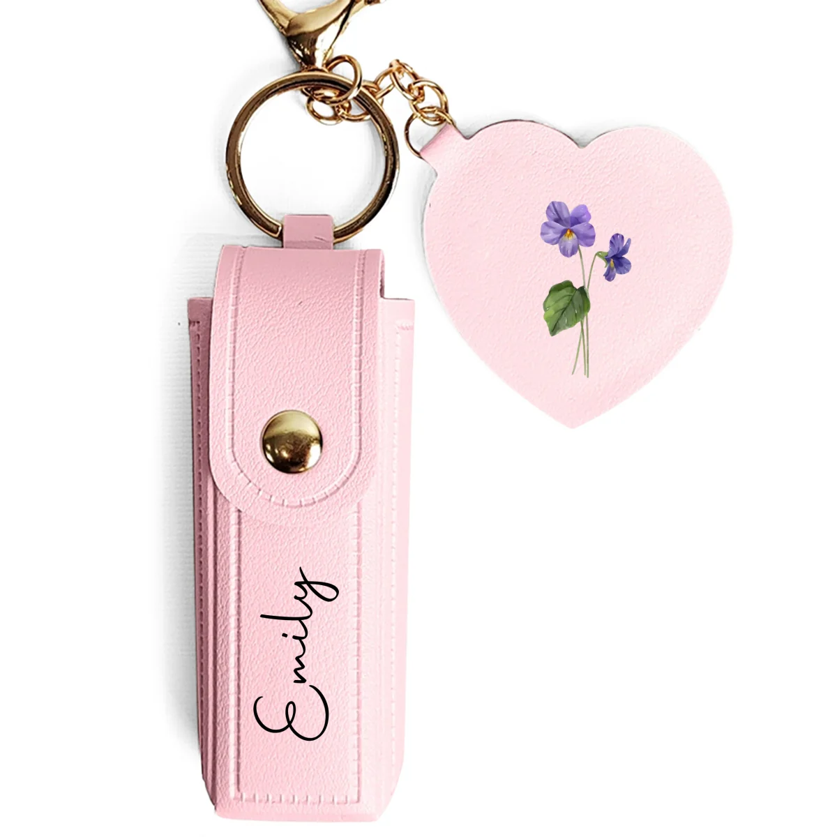 Friends Are Flowers That Never Fade - Personalized Custom Leather Lipstick Case Keychain With Mirror - Image 9