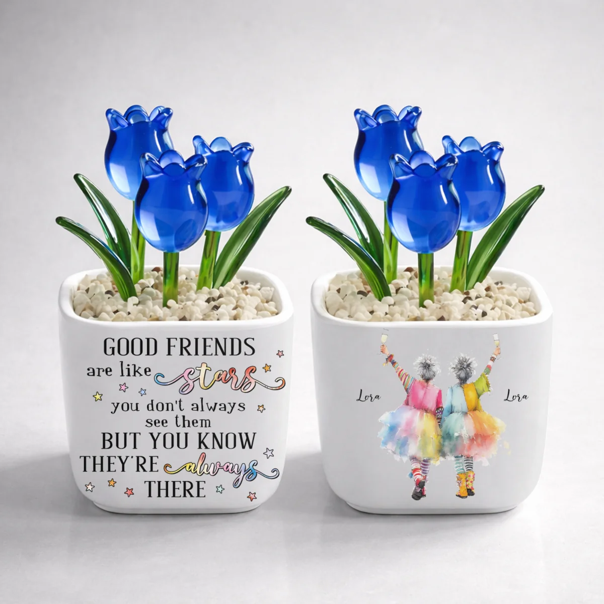 Friends Are Like Stars - Personalized Custom Glass Everlasting Tulips - Image 11