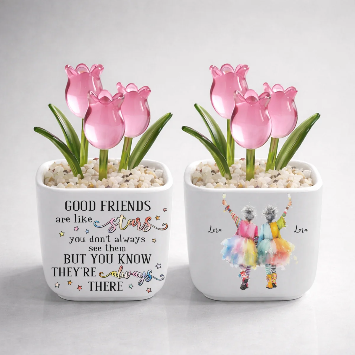 Friends Are Like Stars - Personalized Custom Glass Everlasting Tulips - Image 8