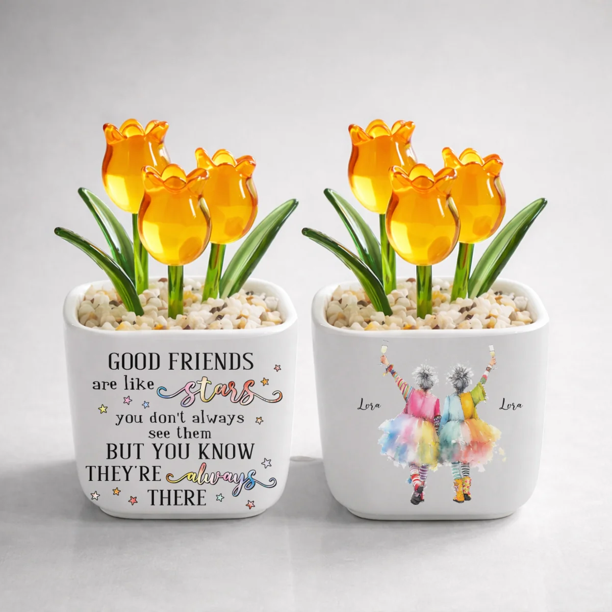 Friends Are Like Stars - Personalized Custom Glass Everlasting Tulips - Image 9
