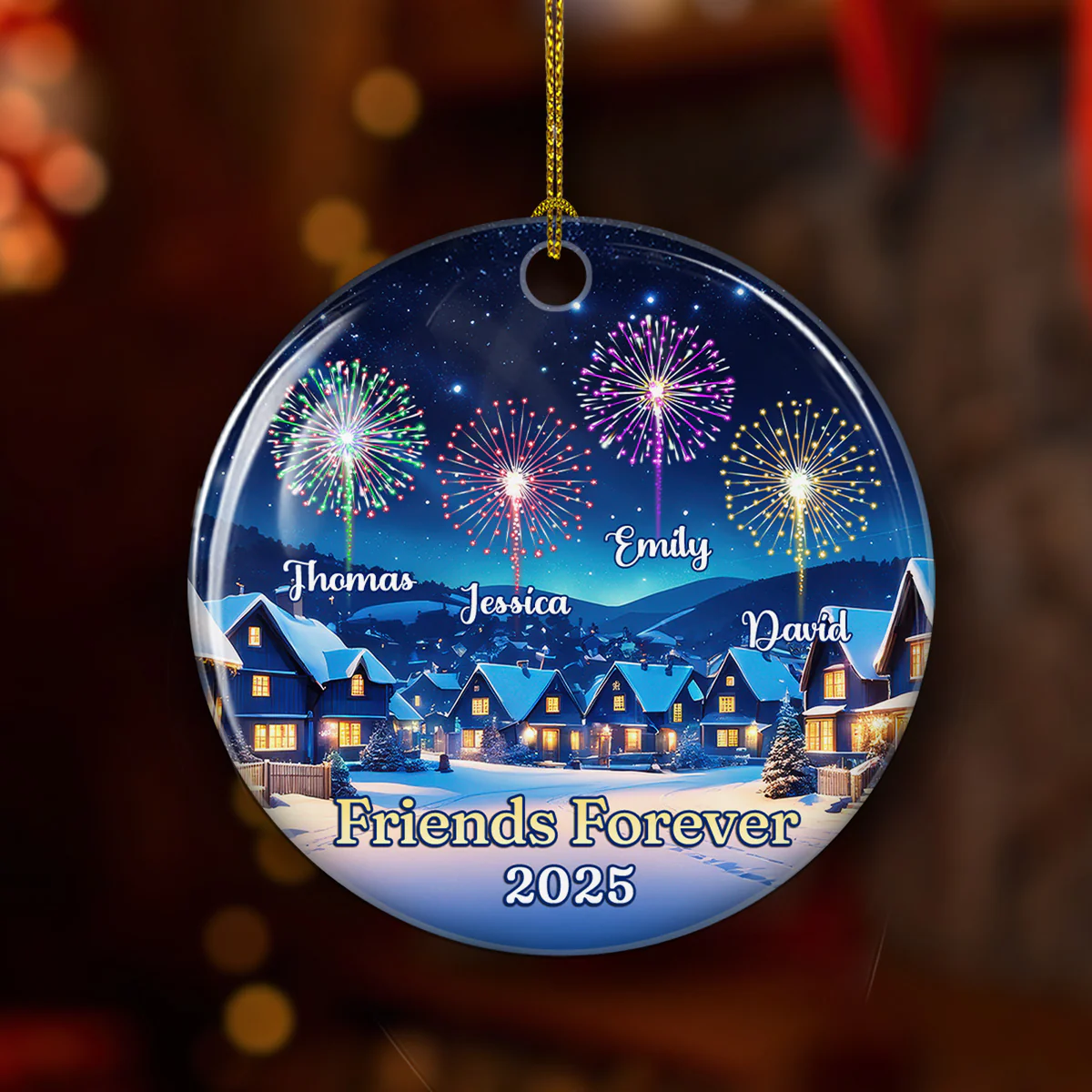 Friends Firework Light Up Our Lives - Personalized Custom Ceramic Ornament - Image 2
