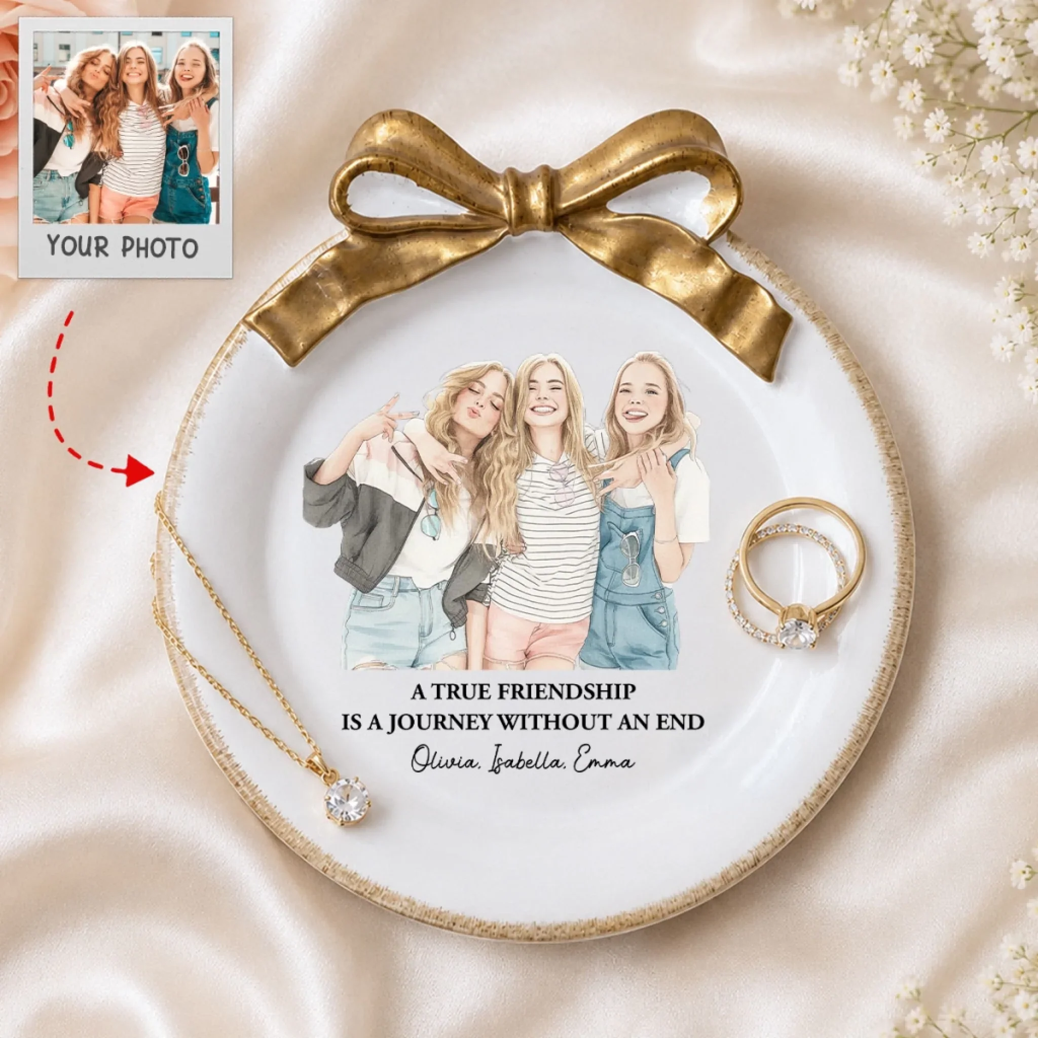 Friends Forever - Personalized Custom Bow Jewelry Dish