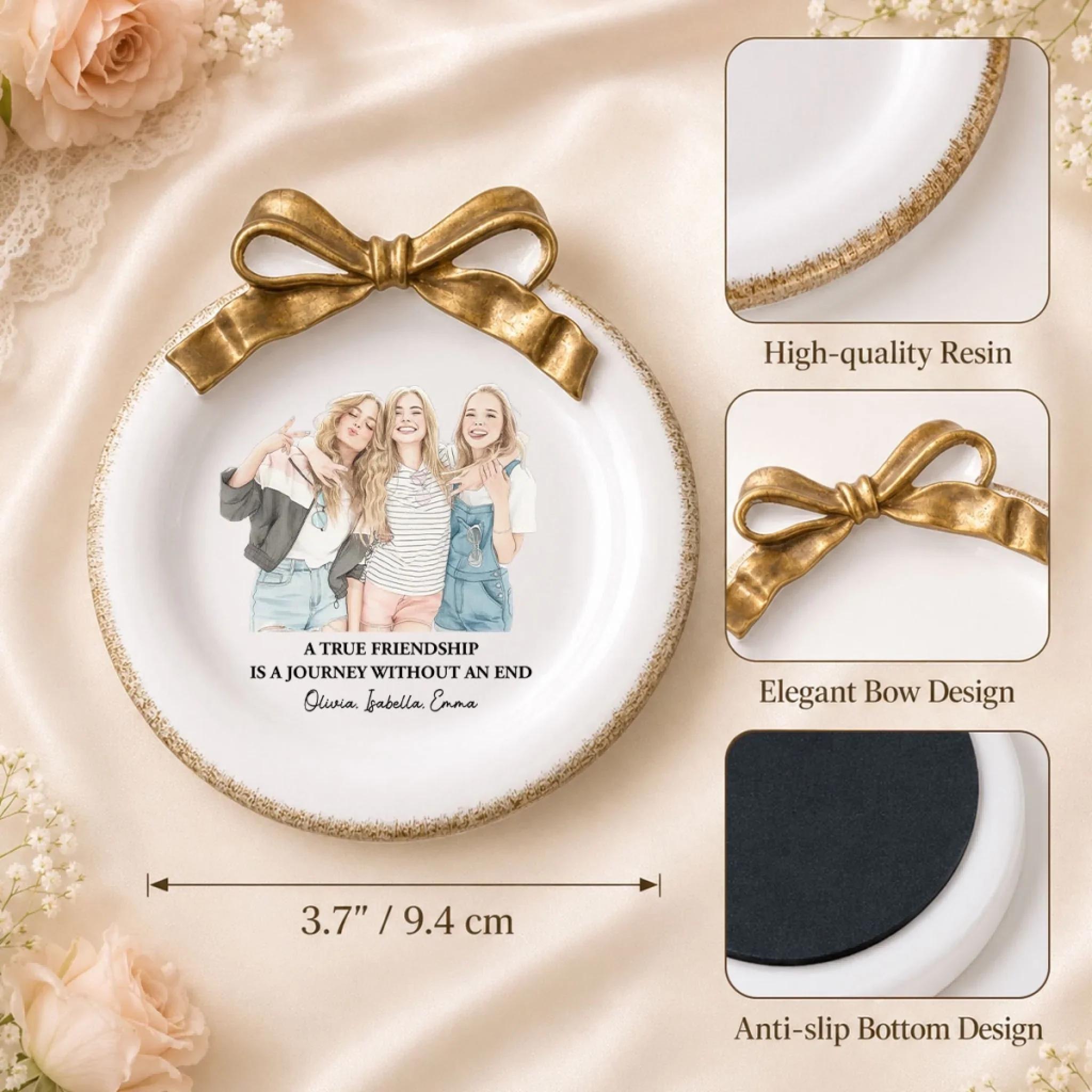 Friends Forever - Personalized Custom Bow Jewelry Dish - Image 2