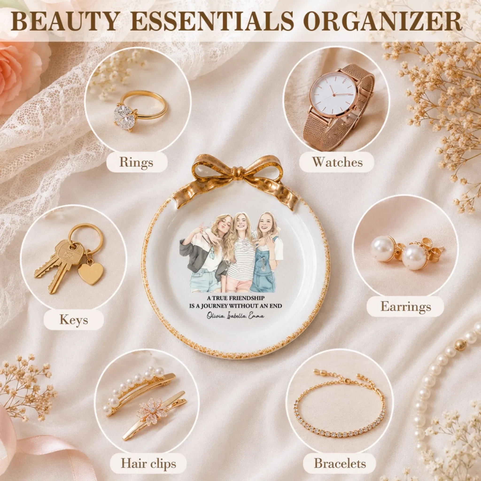 Friends Forever - Personalized Custom Bow Jewelry Dish - Image 3