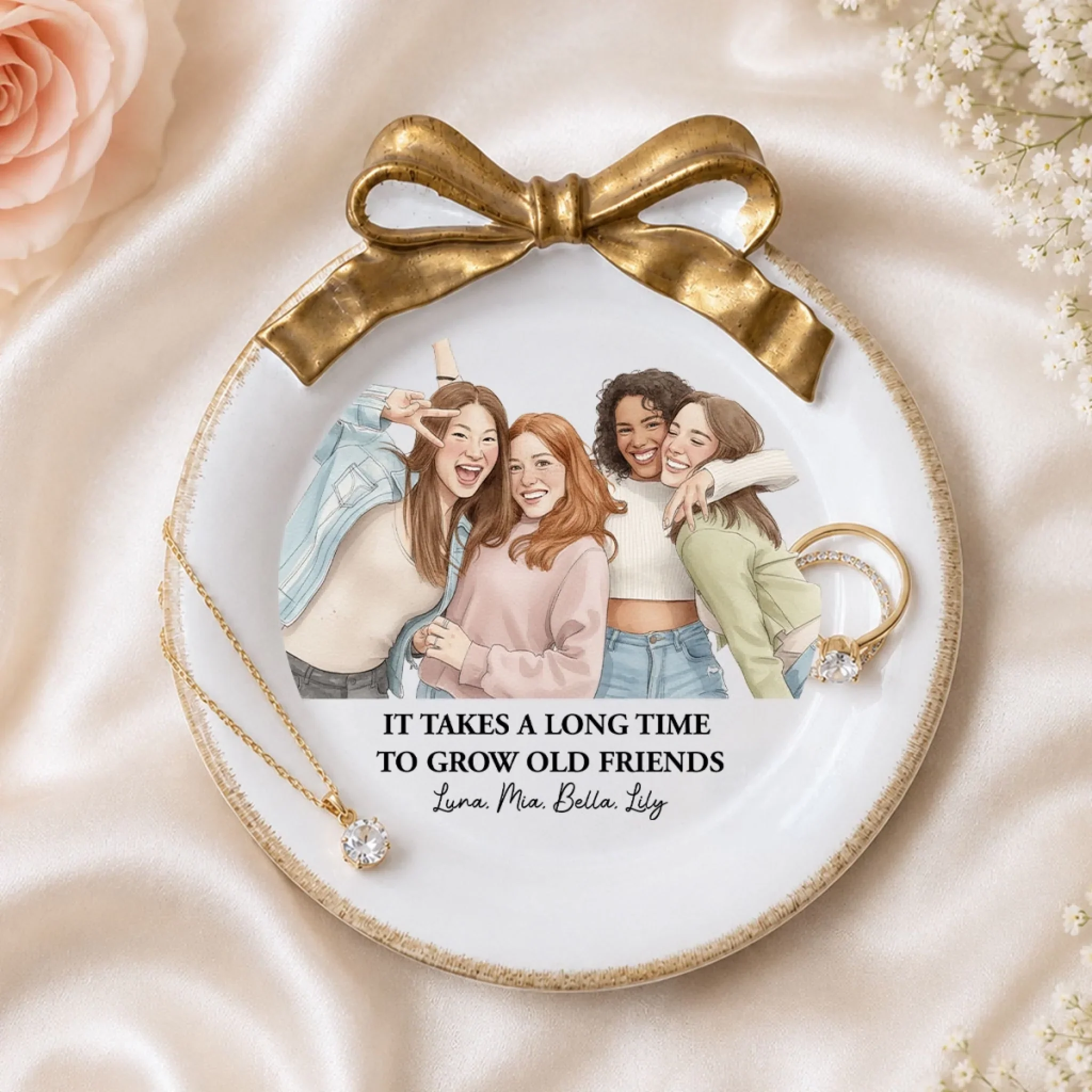 Friends Forever - Personalized Custom Bow Jewelry Dish - Image 4