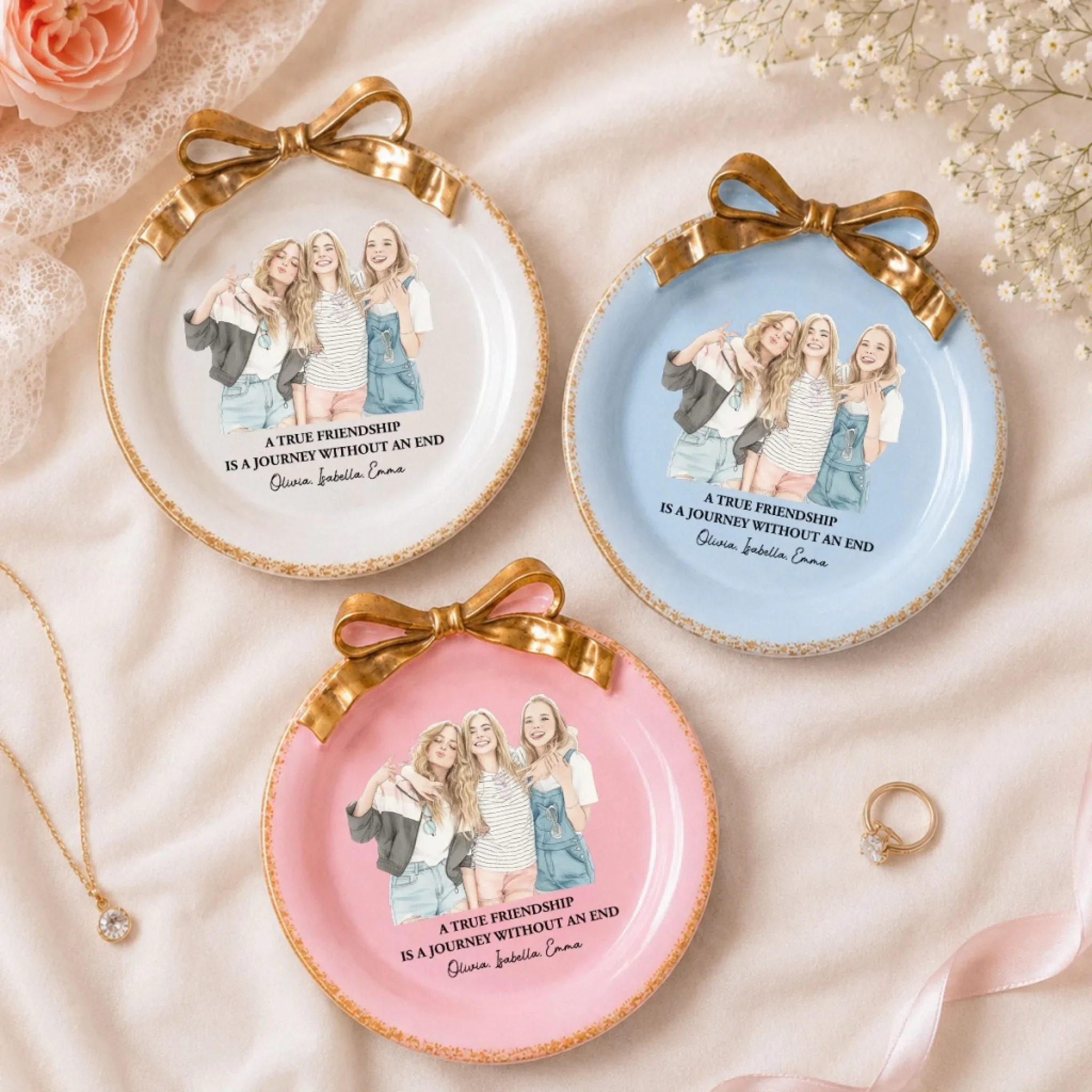 Friends Forever - Personalized Custom Bow Jewelry Dish - Image 5