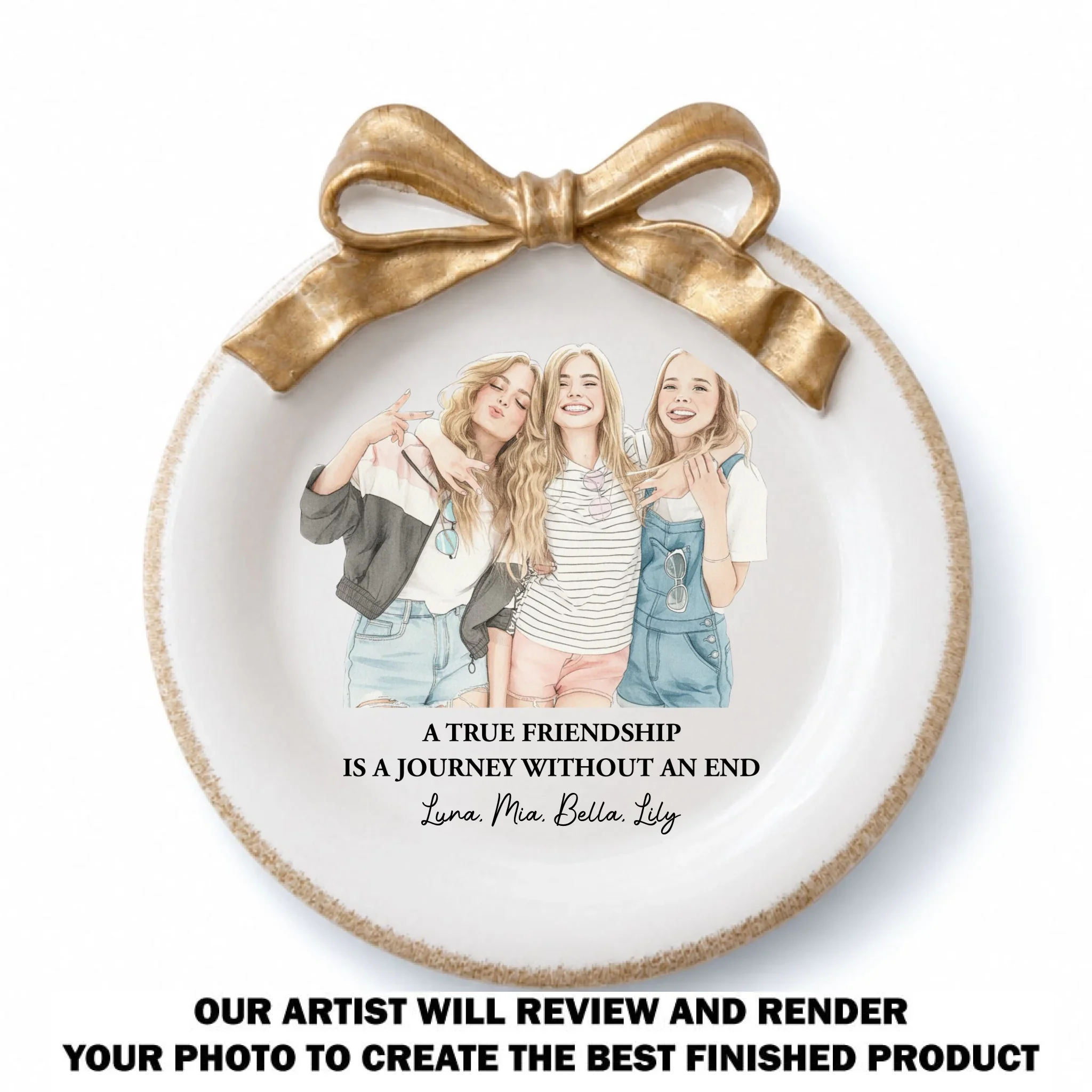 Friends Forever - Personalized Custom Bow Jewelry Dish - Image 8