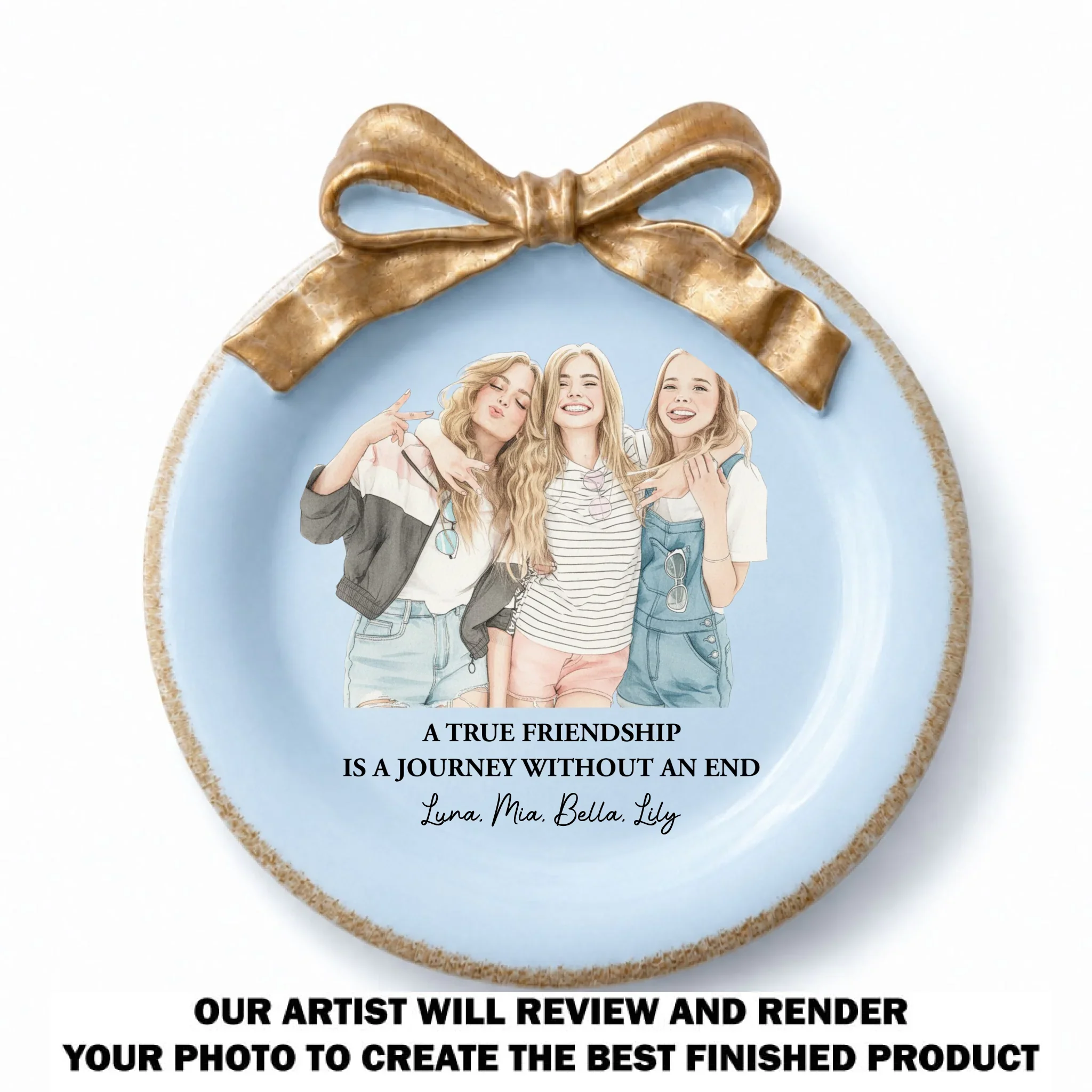 Friends Forever - Personalized Custom Bow Jewelry Dish - Image 9